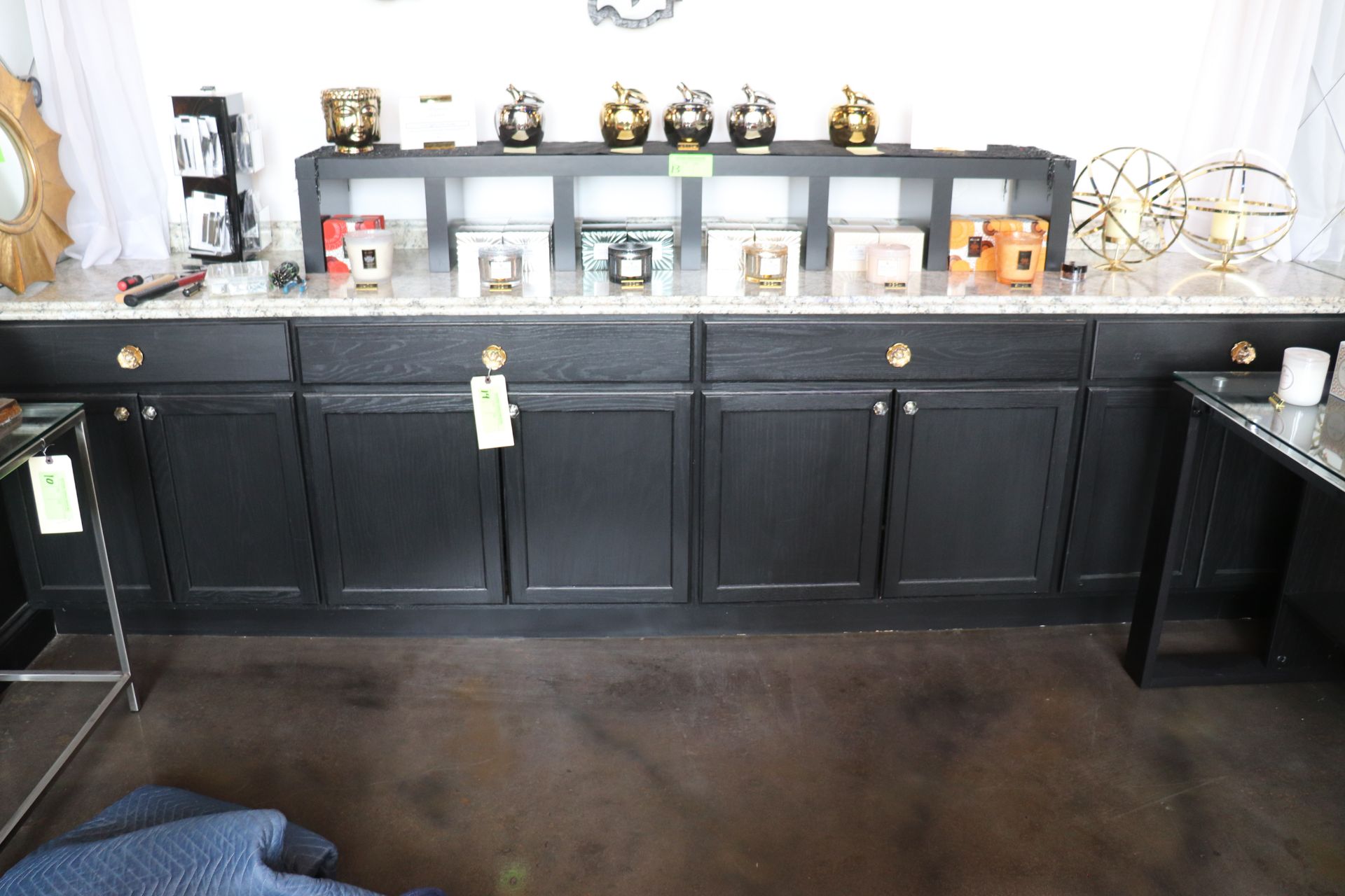 Set of base cabinets ebony finish 131"x21" 38"