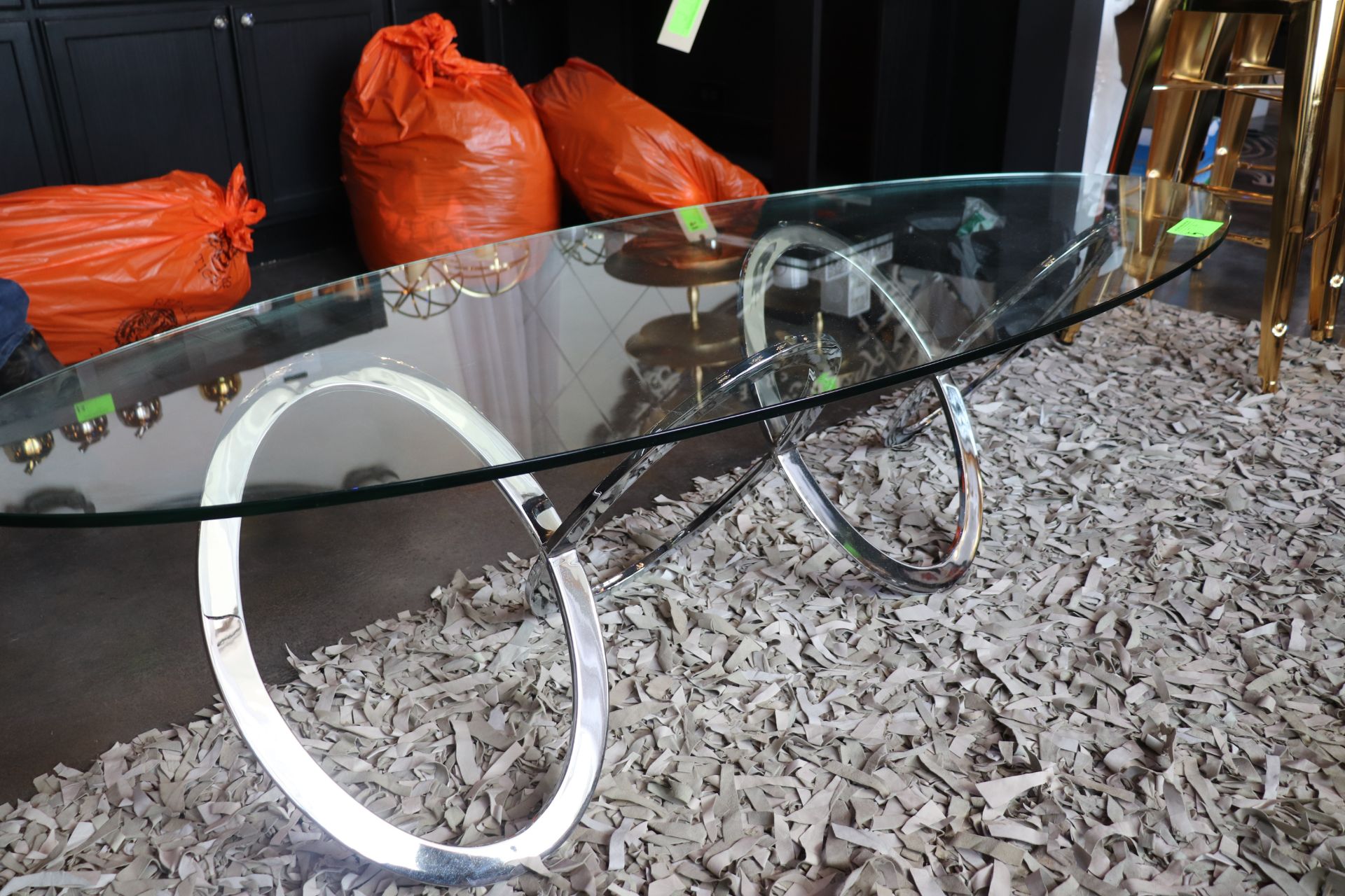 circular chrome and glass coffee table 18" height - Image 3 of 3