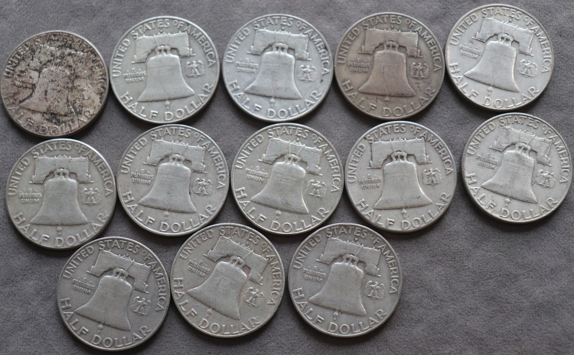 13 Franklin half dollar coins 1950-1963 - Image 2 of 2