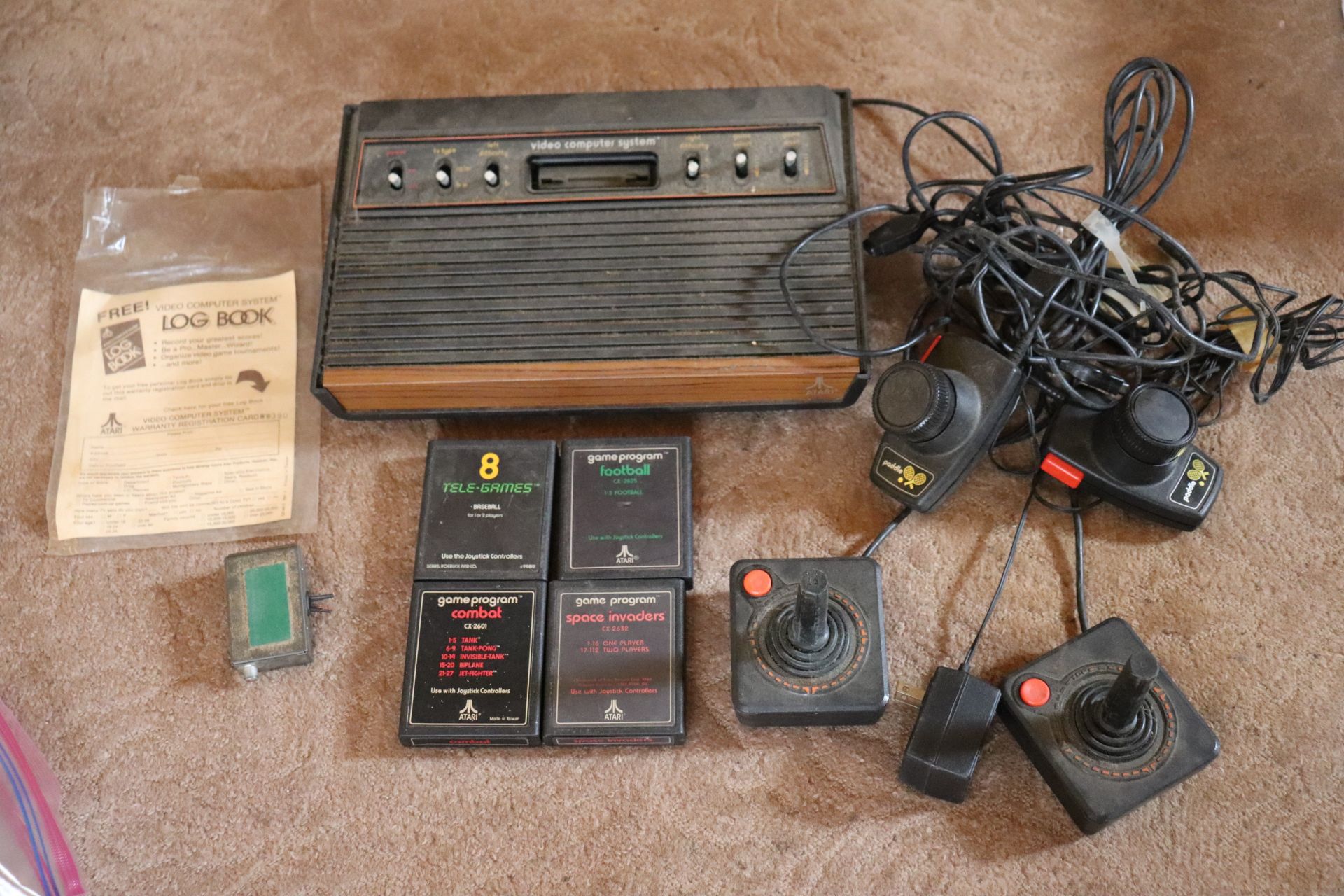 Atari video computer system with controllers and four games