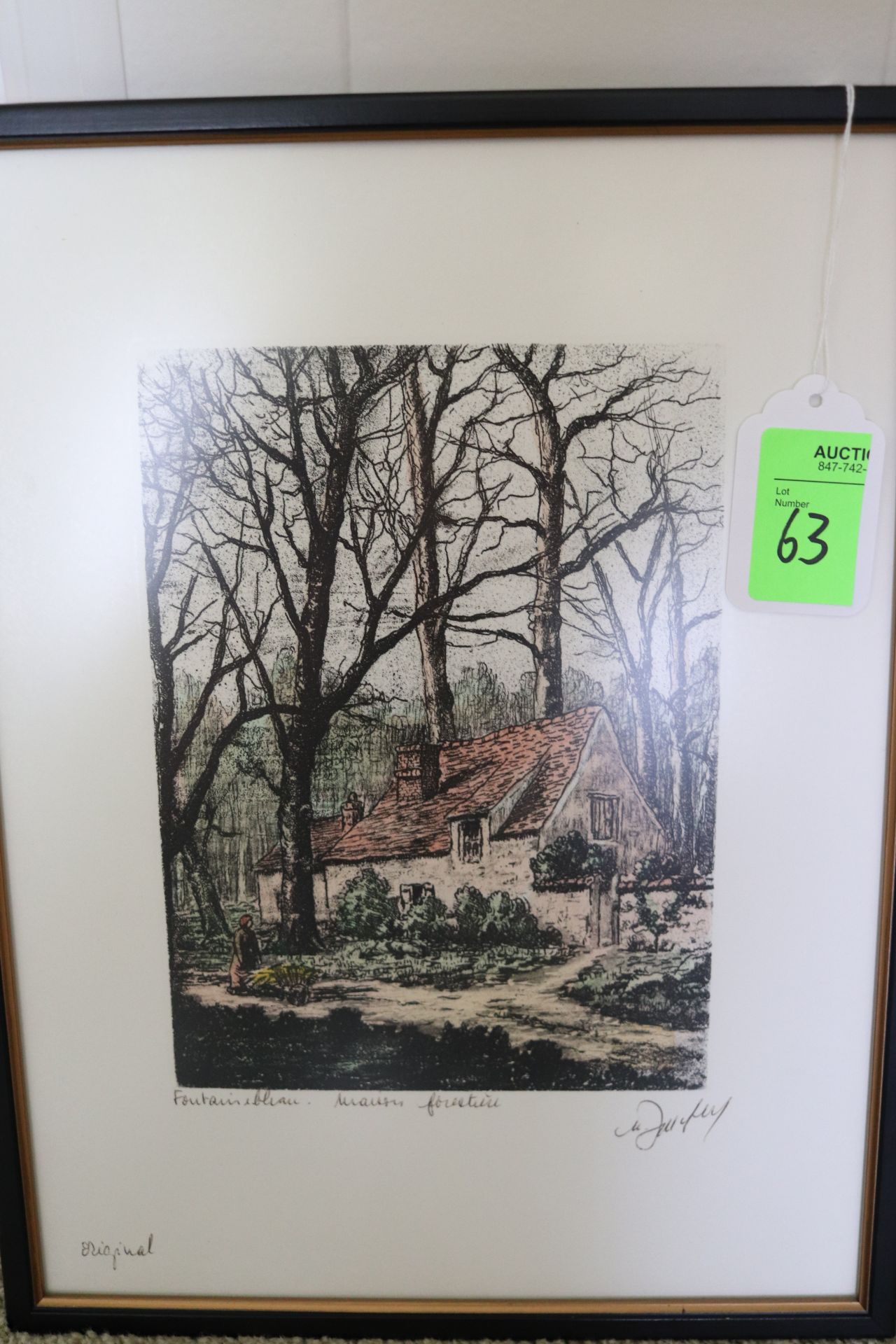 Original artwork signed by artist depicting a village scene, 15-1/2" x 12"