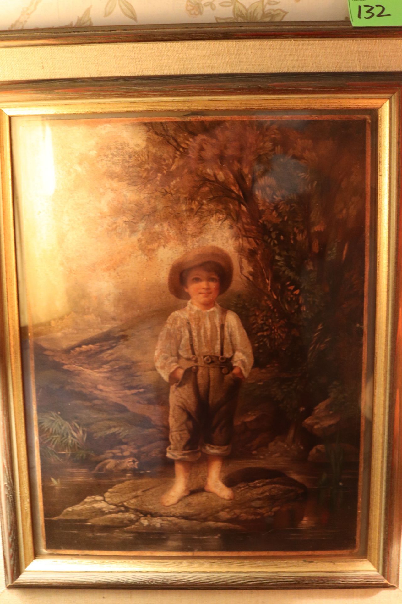 Color print on paper, Victorian child in wooded landscape, in a painted wood frame, 13-1/2" x 10-1/2 - Image 2 of 3