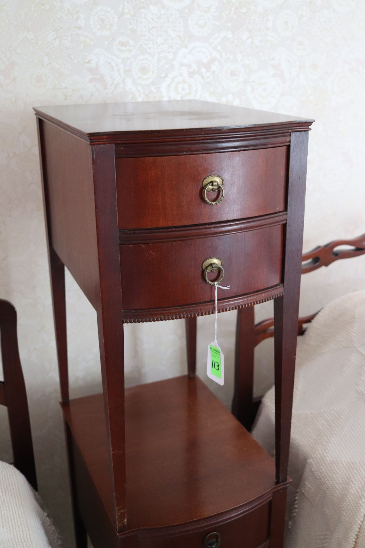 Two Victorian style mahogany side tables fitted with two drawers with brass pulls, 13-1/2" x 19" x 2 - Image 2 of 3