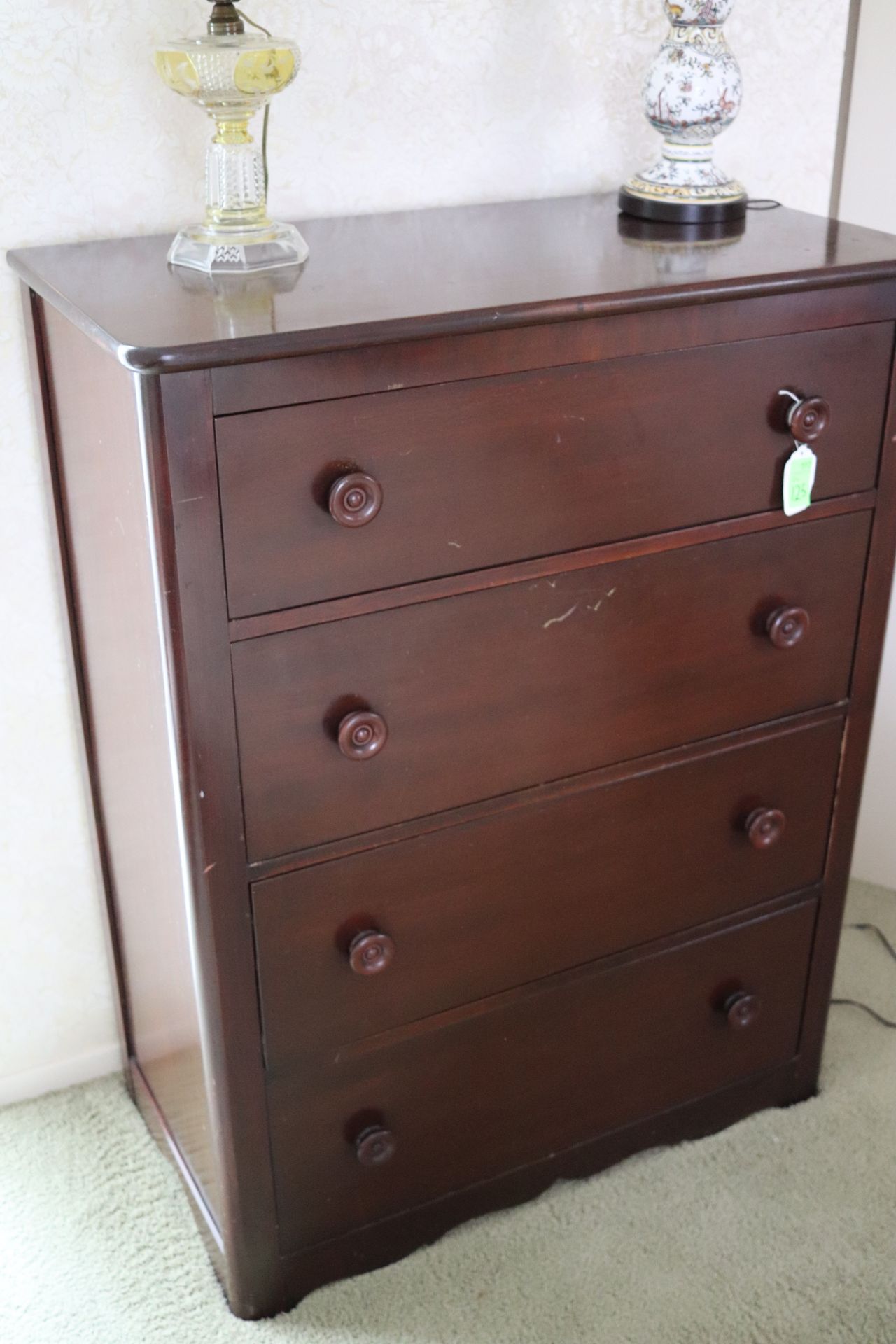 Victorian style mahogany finish dresser fitted with four drawers with circular wood pulls - Image 2 of 2