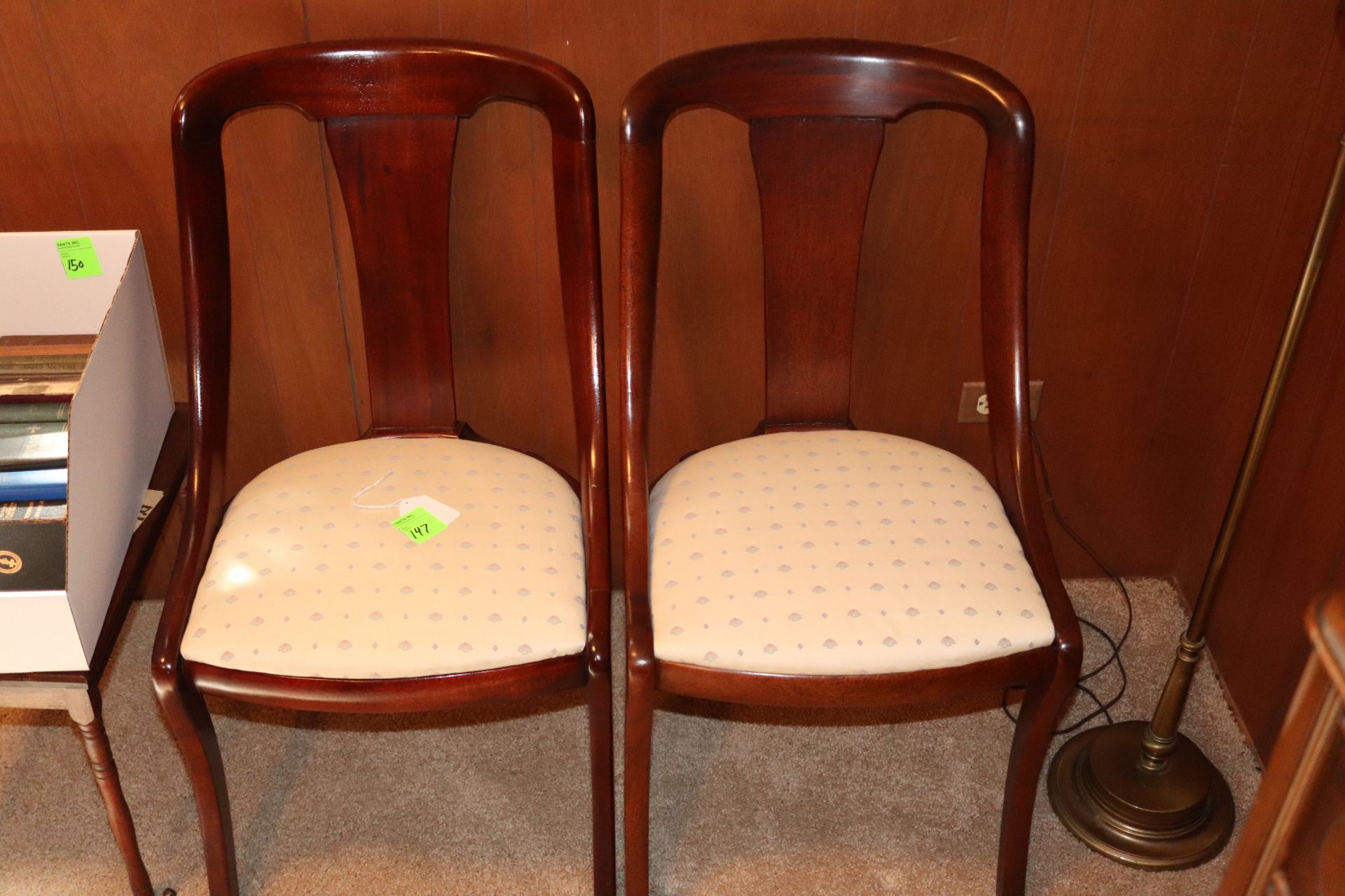 Pair of Empire style mahogany finish chairs