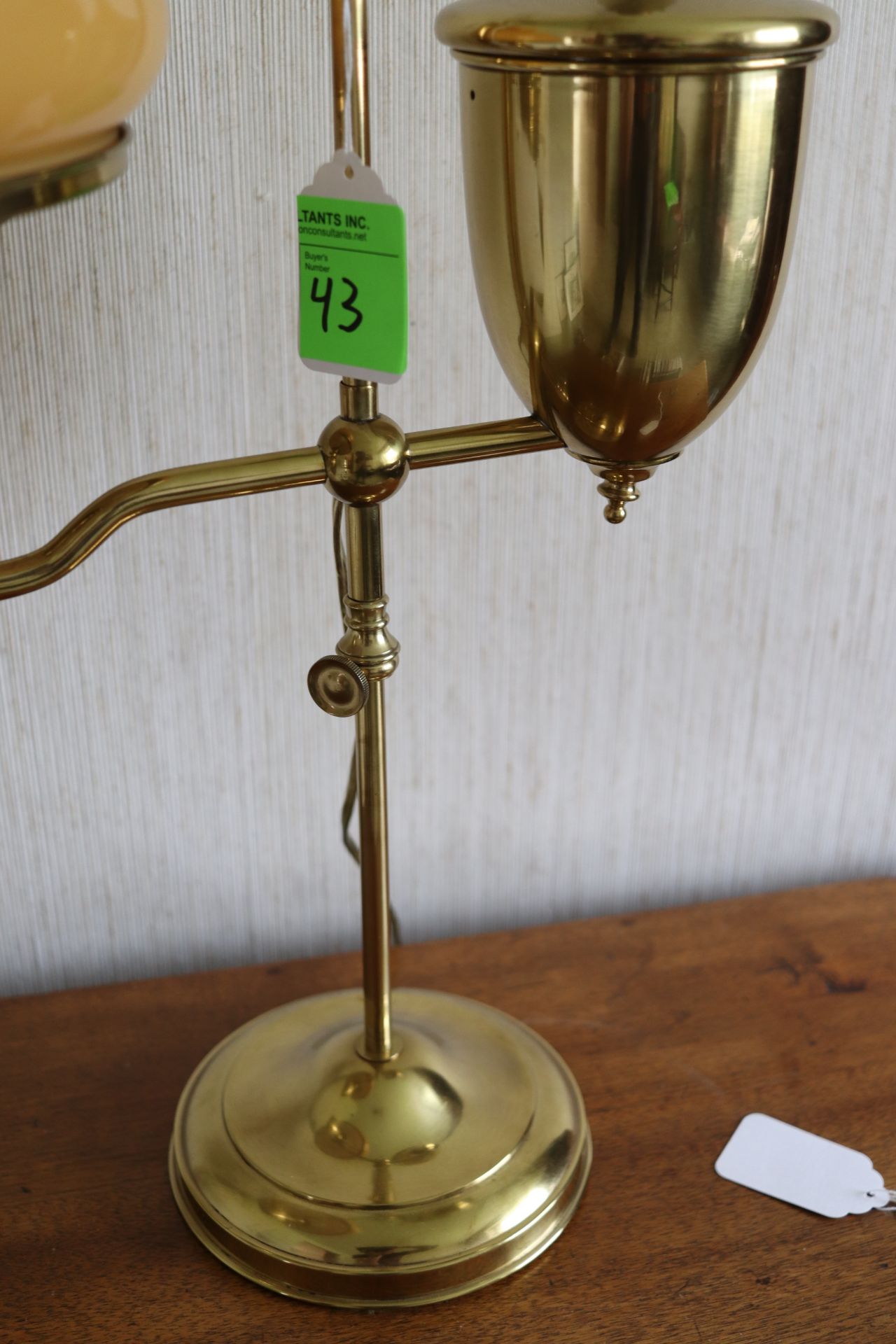 brass candle design table lamp fitted with a beige shade, approximate height 24" - Image 3 of 3