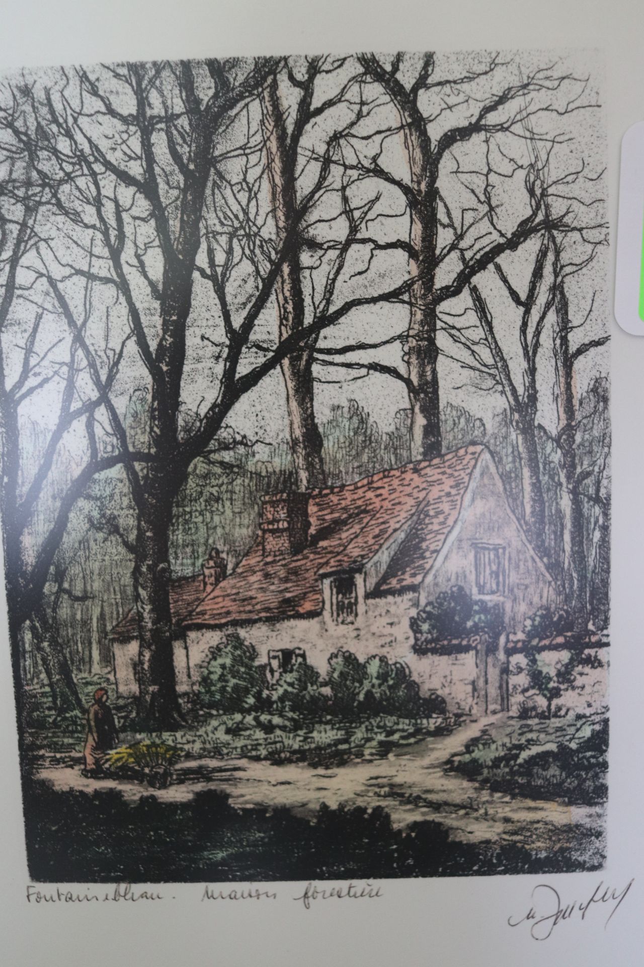 Original artwork signed by artist depicting a village scene, 15-1/2" x 12" - Image 2 of 3