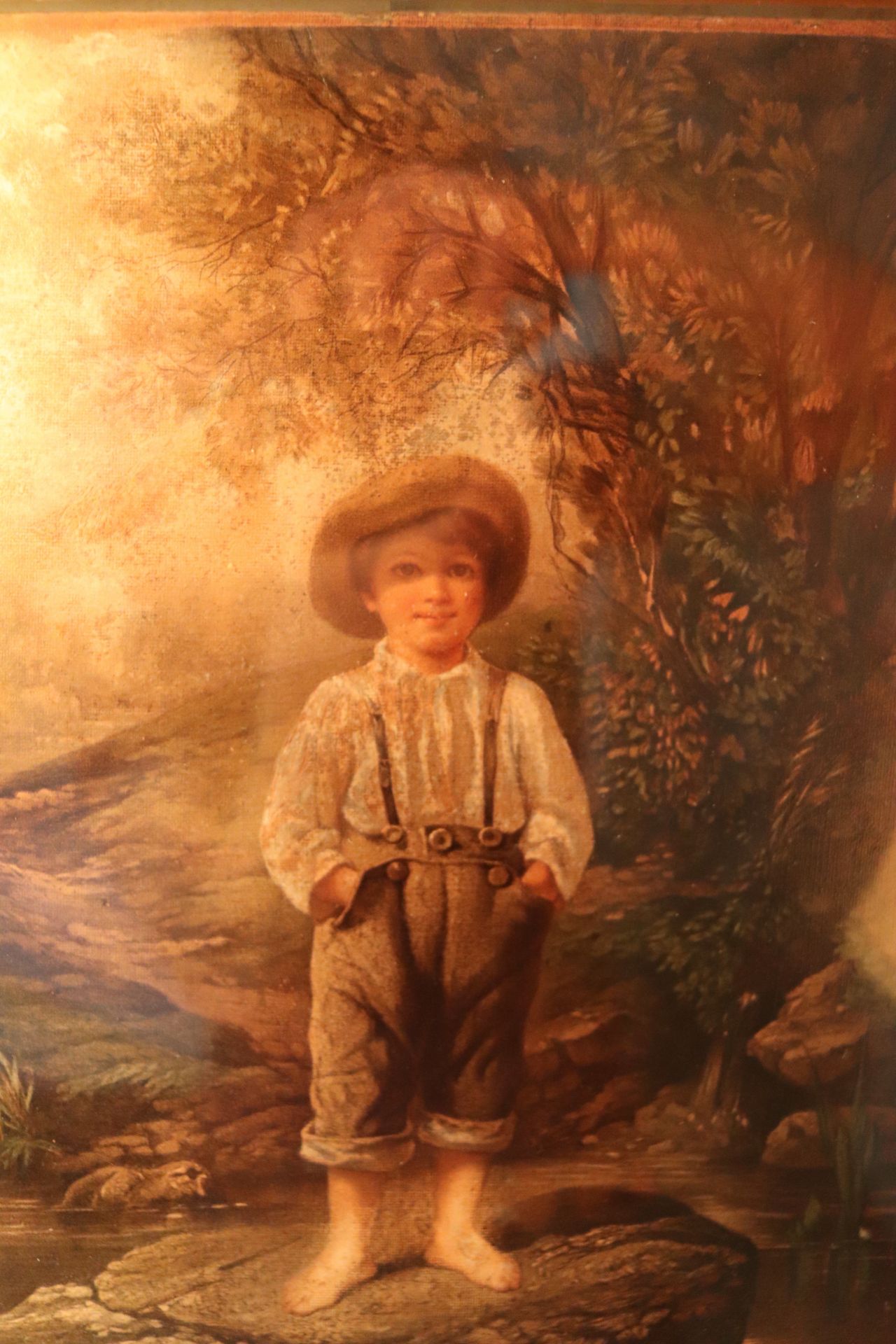 Color print on paper, Victorian child in wooded landscape, in a painted wood frame, 13-1/2" x 10-1/2 - Image 3 of 3
