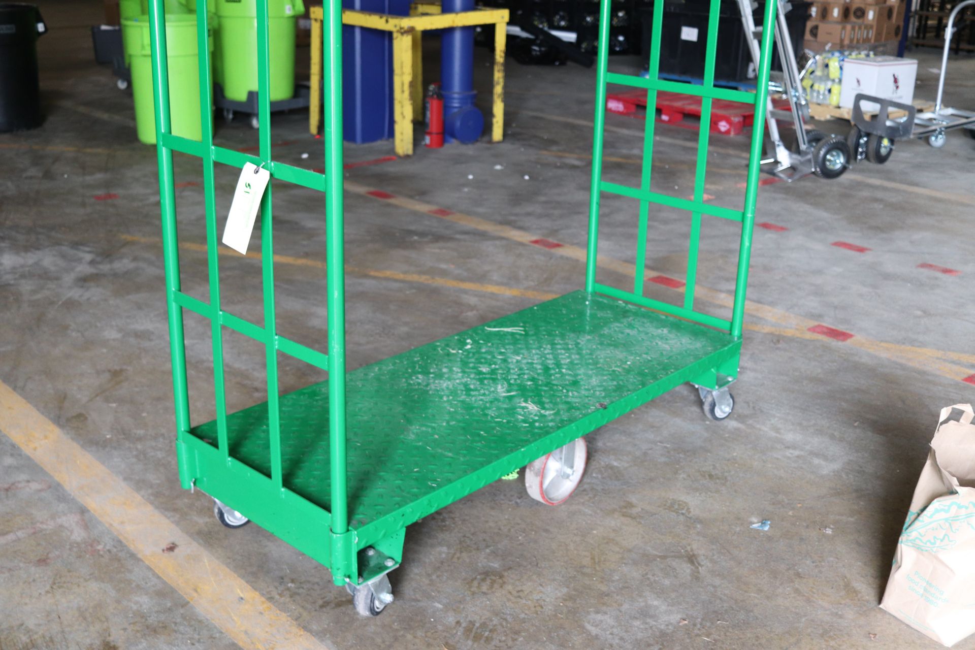 Uline six-wheel cart with sides, length 60", 24", late removal - Image 2 of 4