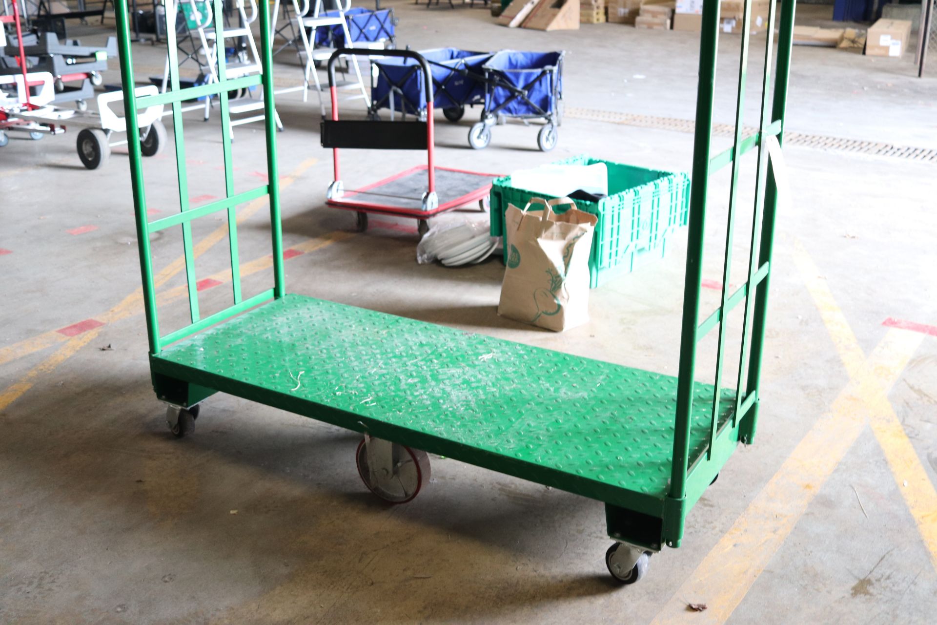 Uline six-wheel cart with sides, length 60", 24", late removal - Image 3 of 4