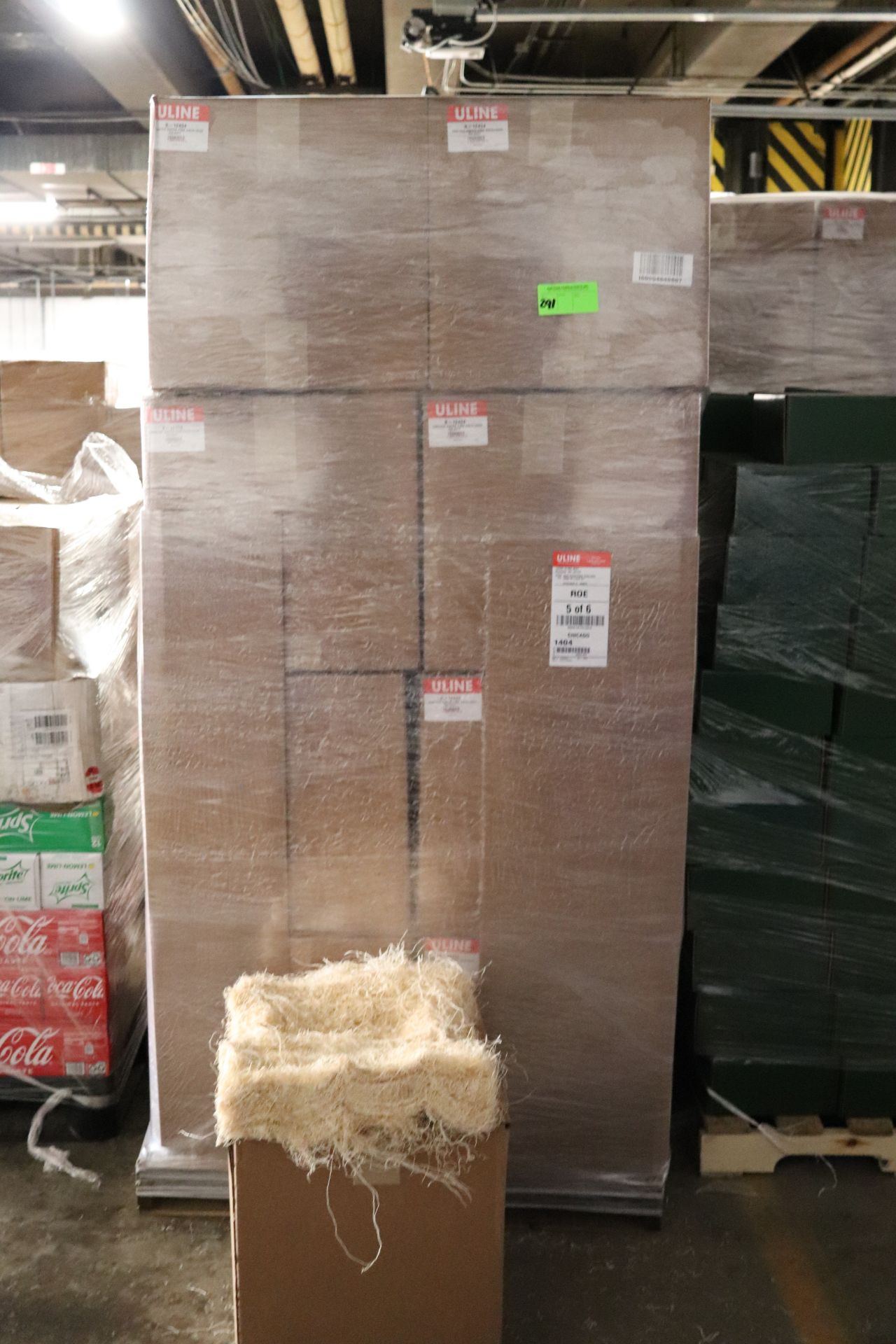Pallet of twenty-four cartons of undyed Aspen Fine Excelsior packing material, model S-12434