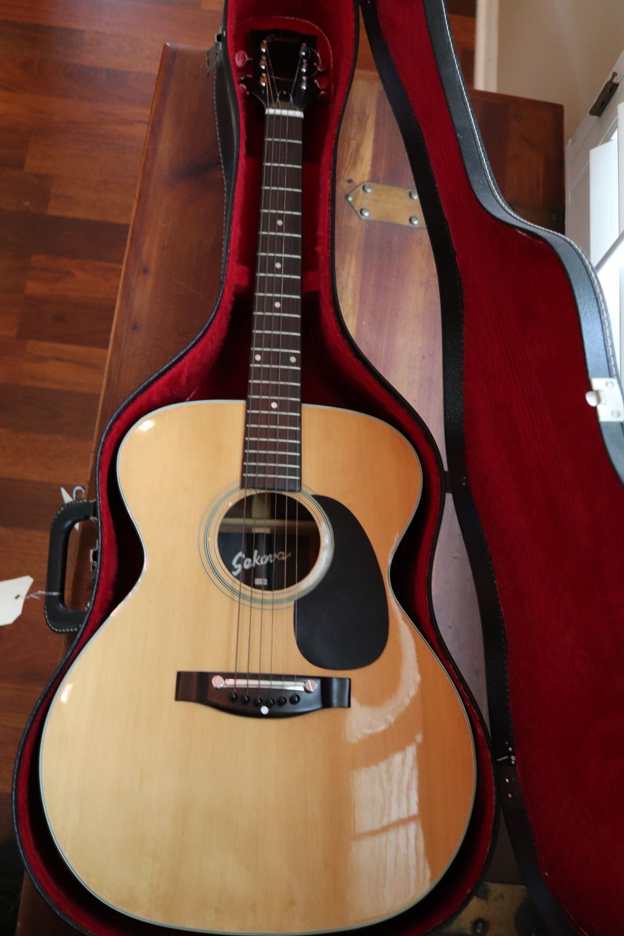 Sekooa six-string acoustic guitar, model F1000, with case