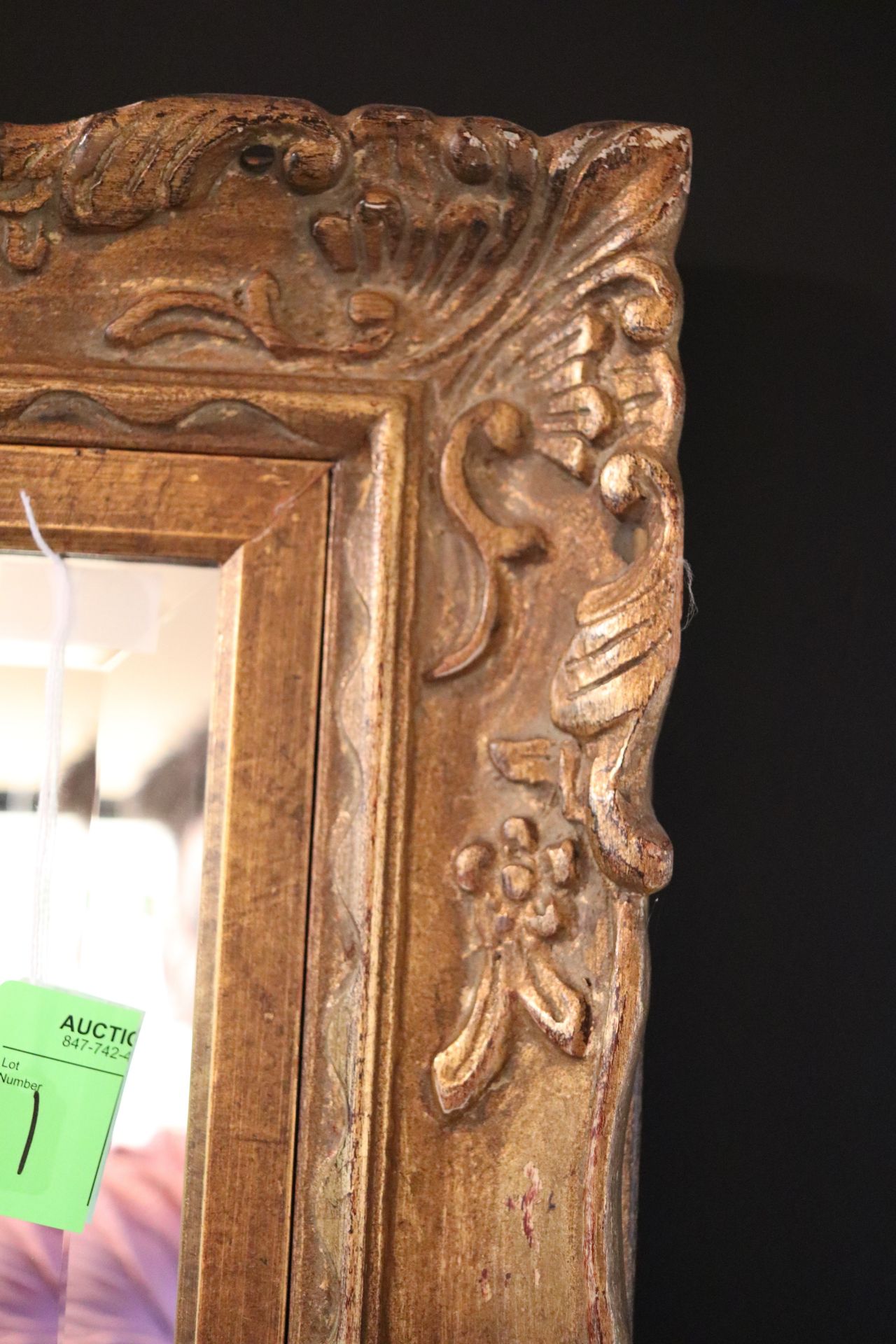 Victorian style gilt framed and beveled glass wall mirror with carved shell, floral and leaf decorat - Image 2 of 2