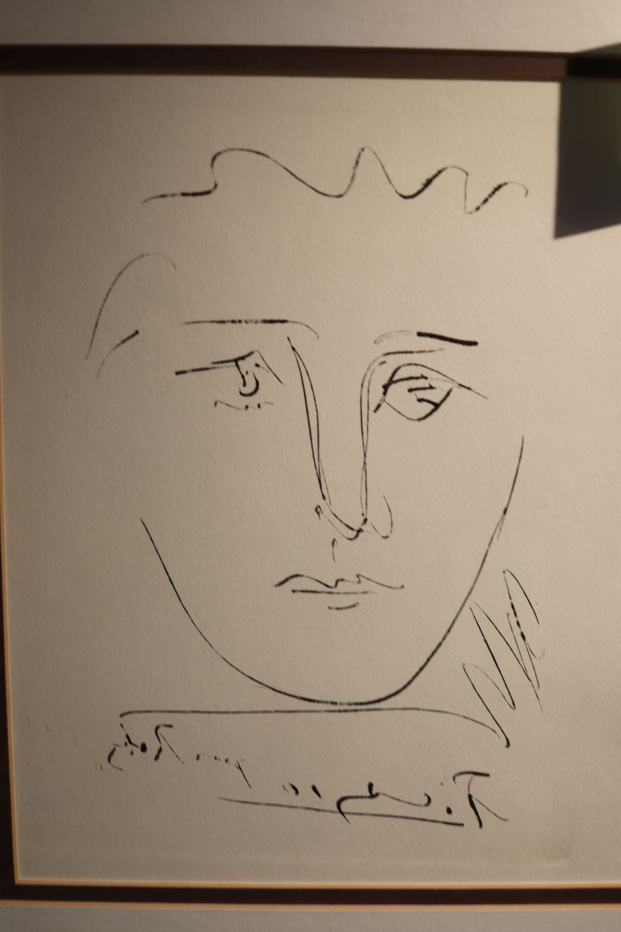 Pablo Picasso, portrait of a woman, artist signed, matted and framed, approximate sight size 8 - Image 2 of 2