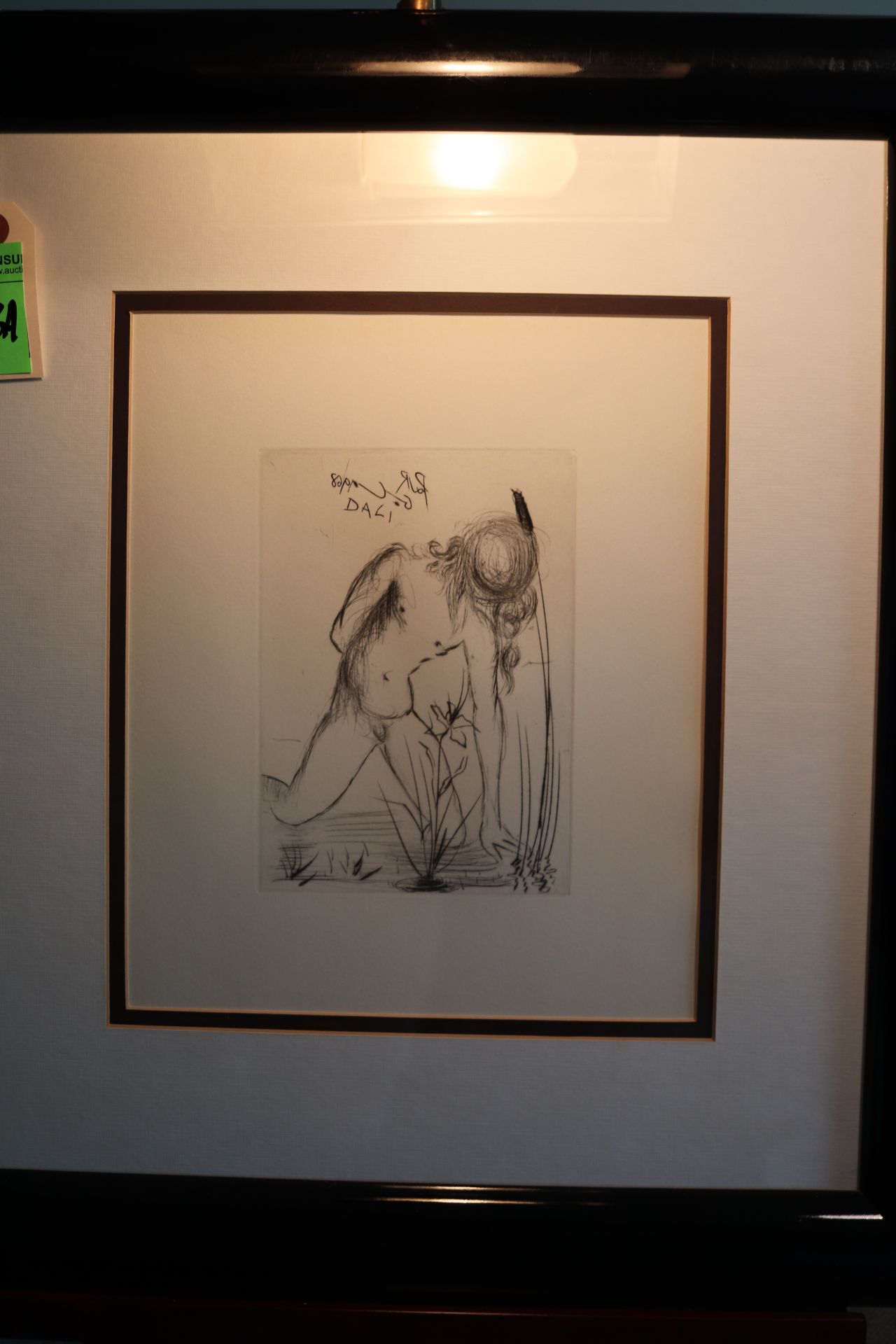 Original black and white etching, signed by Dali, "Narcissus", dated 1968, with Certificate of Authe - Image 4 of 7