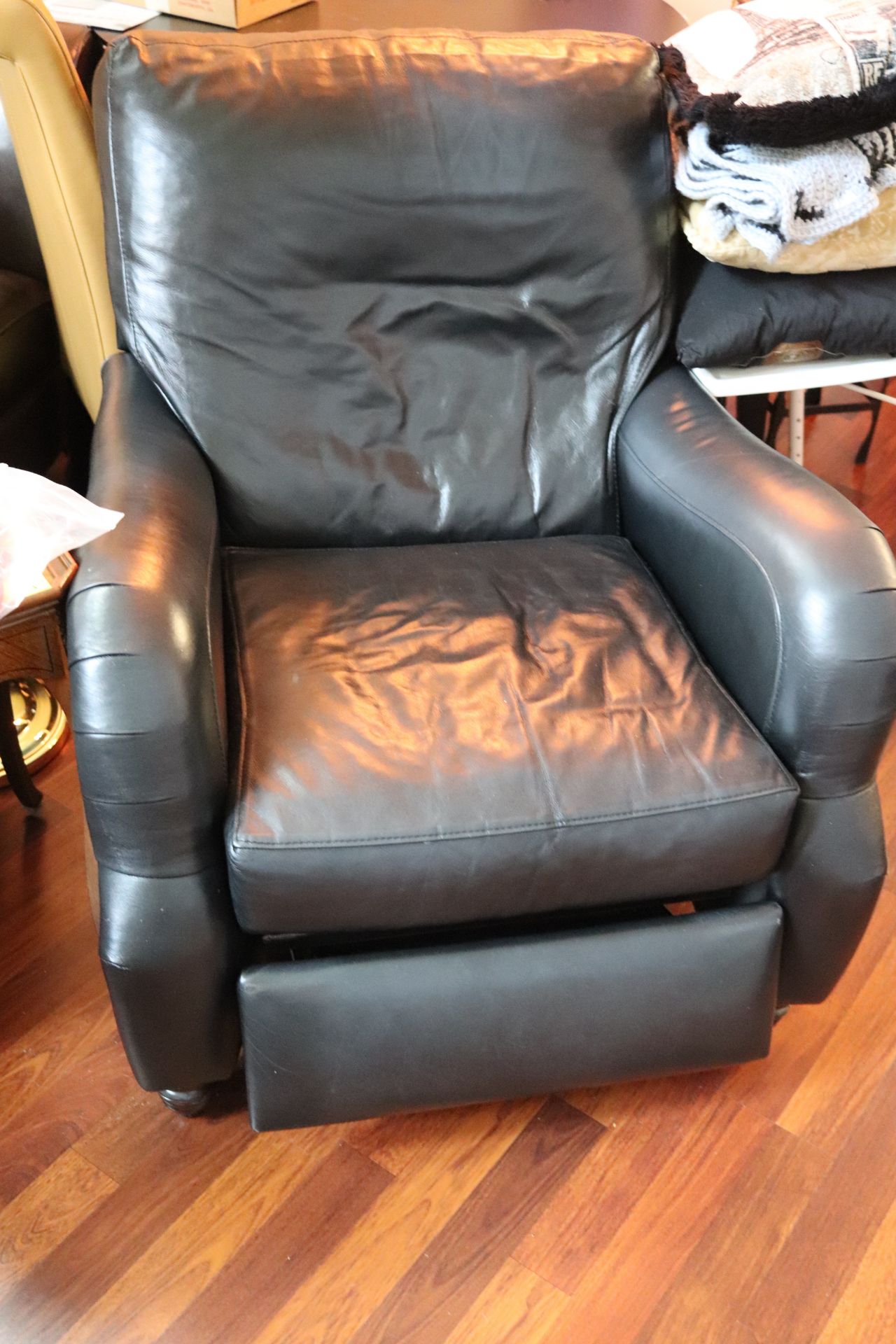 Black leather upholstered reclining armchair, approximate height 36" - Image 2 of 2