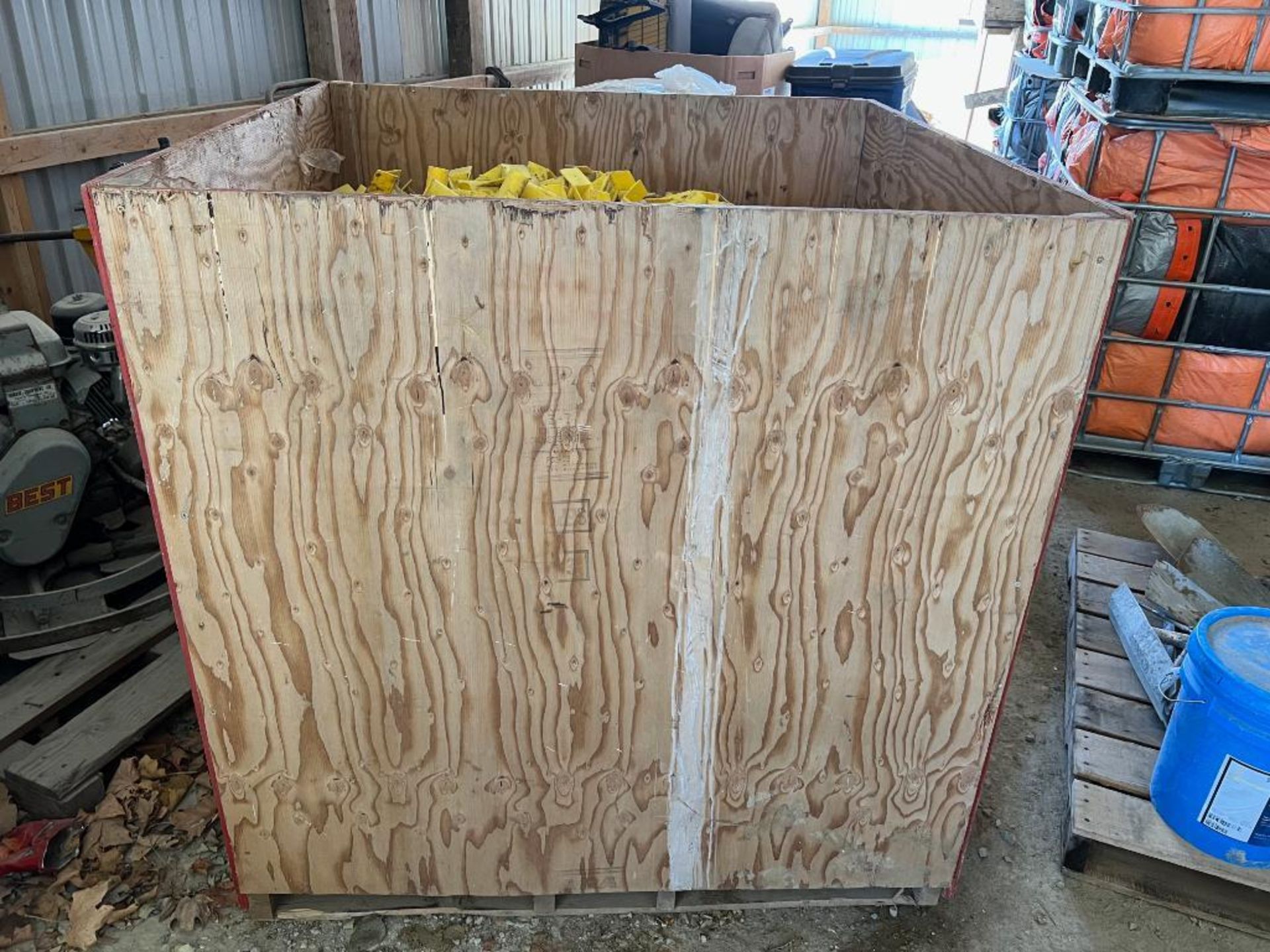 4' x 4' x 4' crate of (1900) Rebar Caps. Located in Mt. Pleasant, IA.