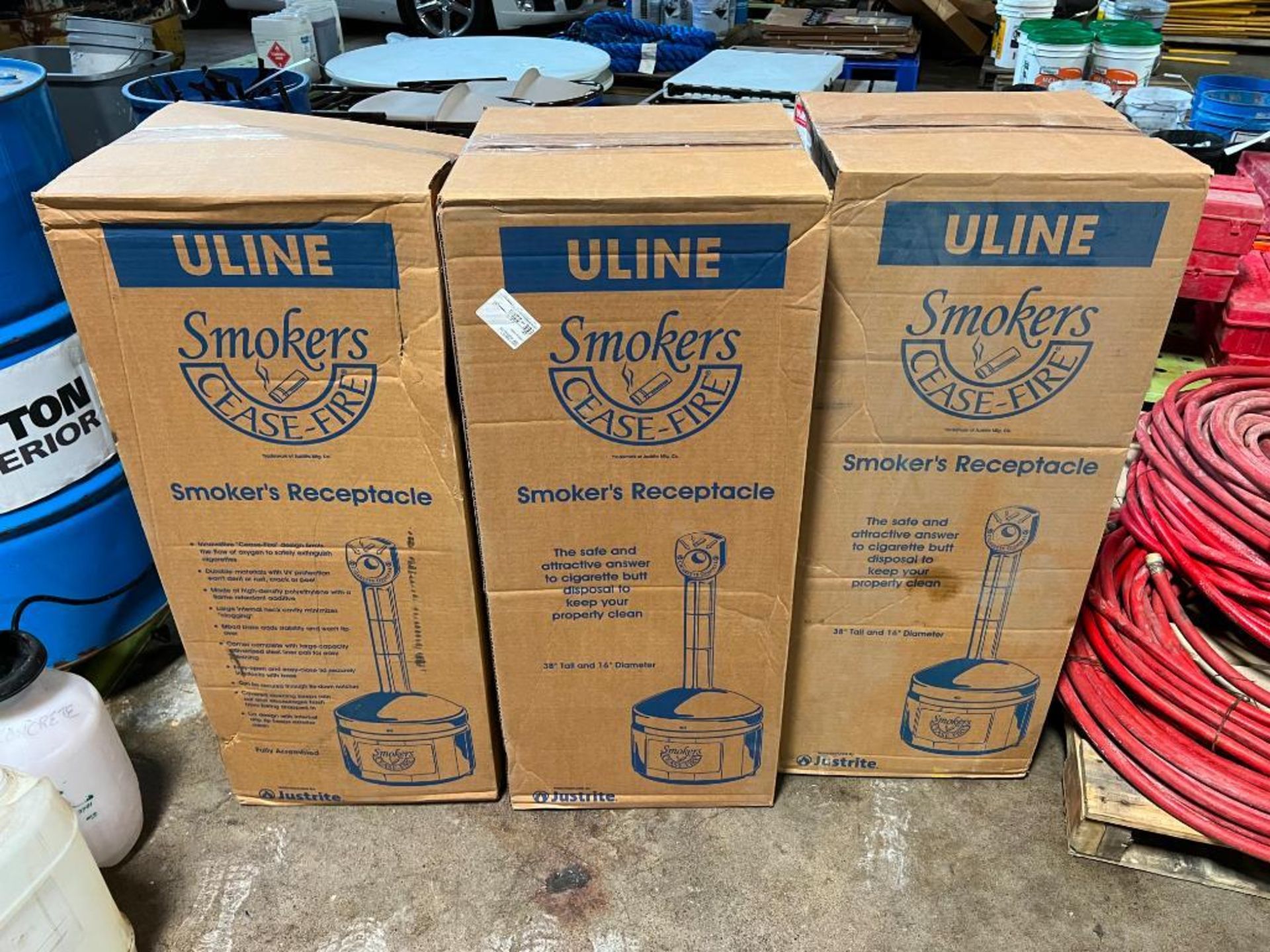 (3) New ULine Smokers Cease-Fire Receptacle. Located in Mt. Pleasant, IA