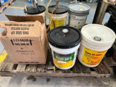 Pallet of Miscellaneous Lubricants, Hydraulic Oil, Engine Oil. Located in Mt. Pleasant, IA