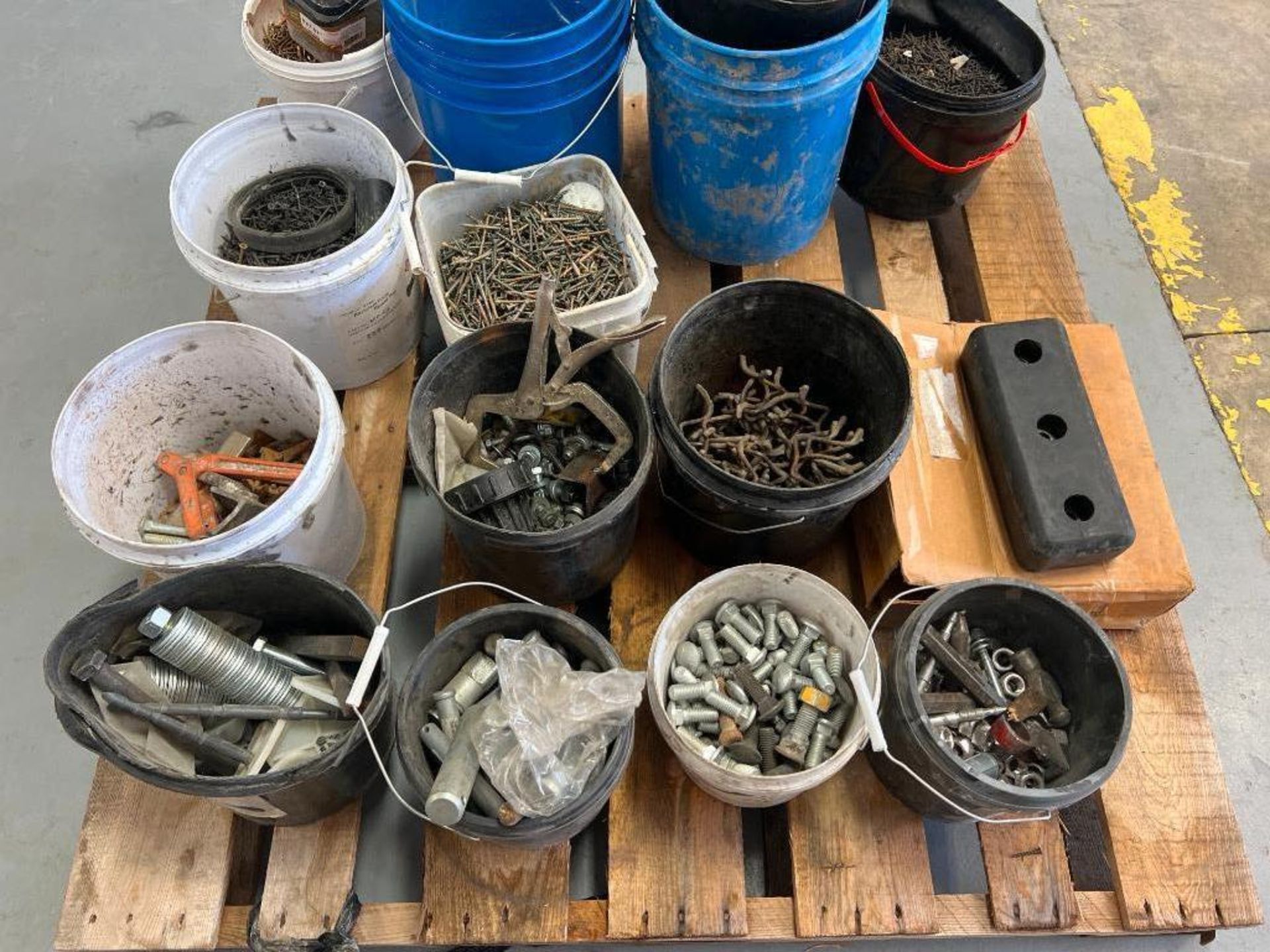 Pallet of Nails, Screws, Washers, Wedges, Rubber Bumpers, Nuts & Bolts. Located in Mt. Pleasant, IA - Image 2 of 3