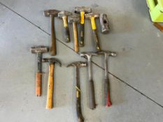 Miscellaneous Hammers, (3) Claw Hammers & (6) Engineering Hammers & (1) Engineering Hammer Head. Loc