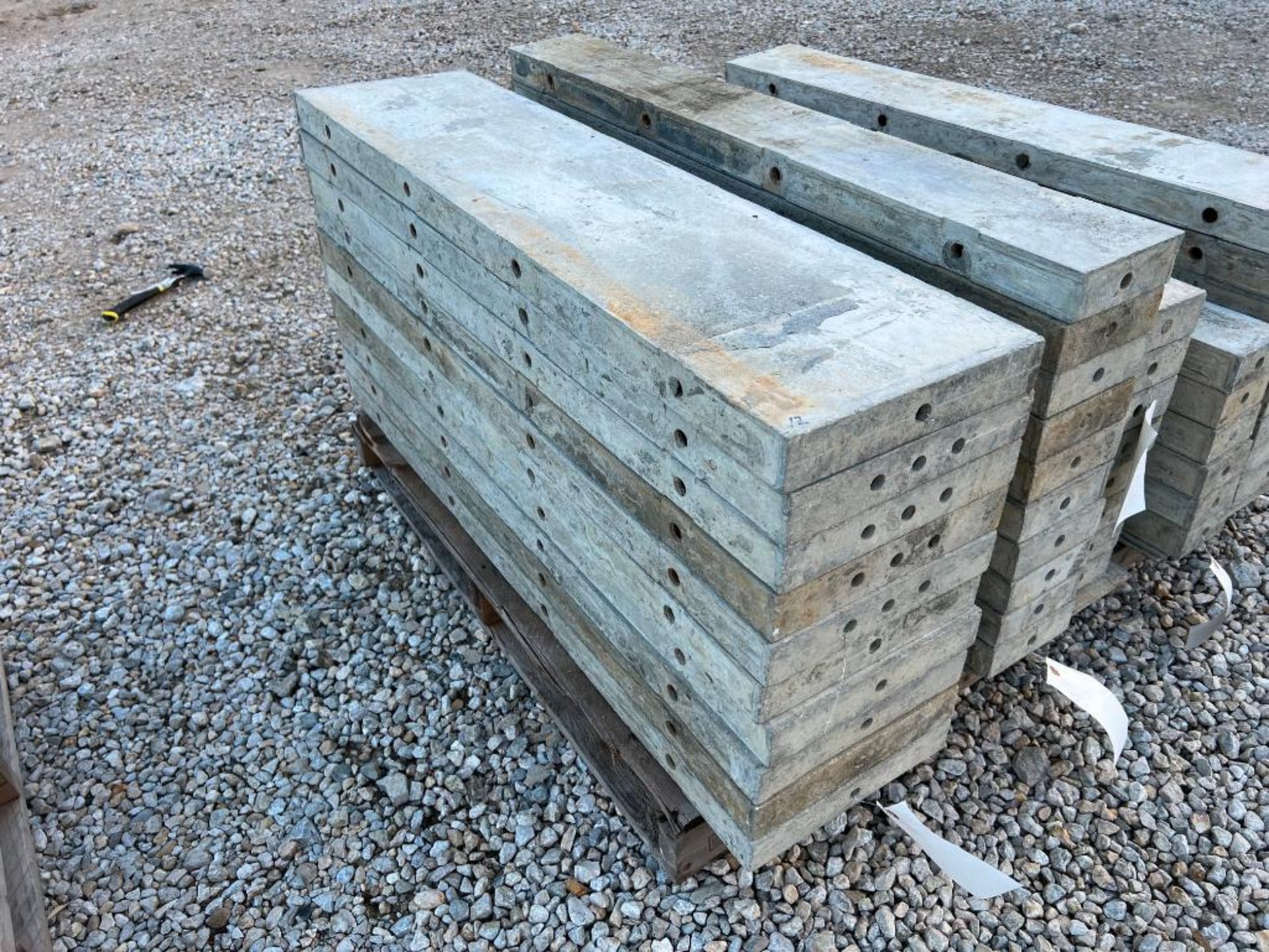 (10) 12" x 4' Leco Aluminum Concrete Forms, 6-12 Hole Pattern. Located in Eureka, MO.