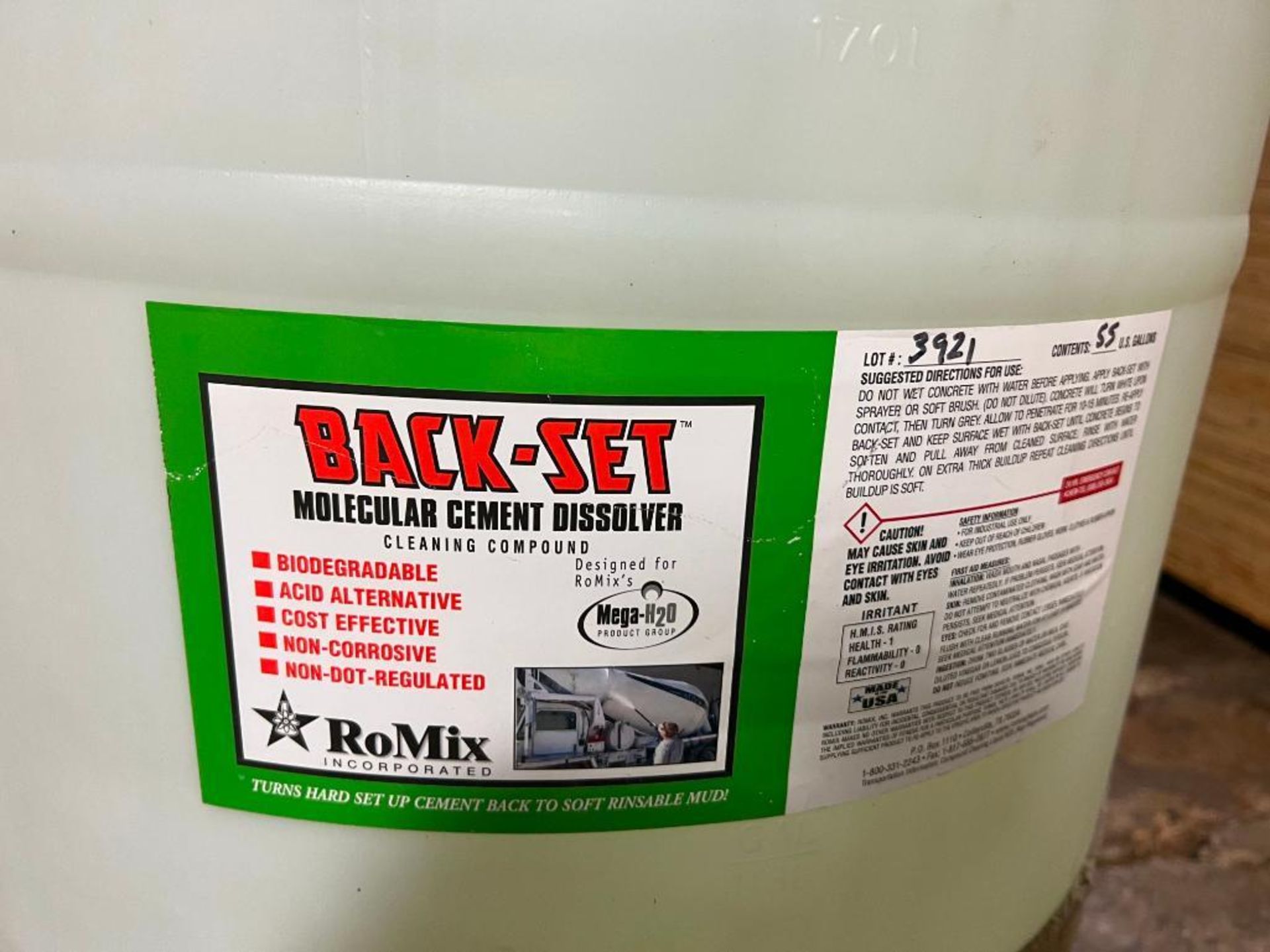 New 55 Gallon Drum of Ro Mix Backset Molecular Cement Disolver, 1/4 Drum of Backset Molecular Cement - Image 2 of 3