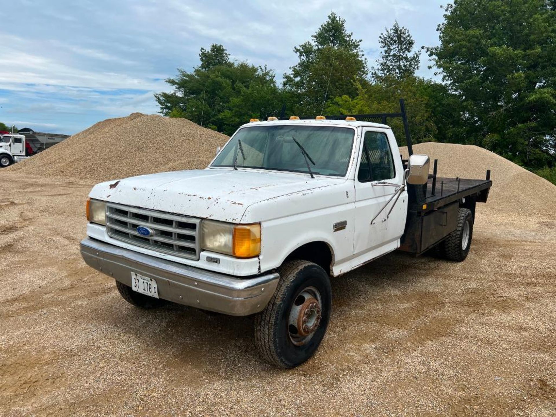 1989 Ford Dually Flat Bed Truck, VIN #2FDLF4763KCB49239, Miles 72,251, Manual Transmission, 460 Gas