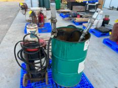 (2) Graco Air Fast-Flo Barrel Pumps & (1) Chassis Lubricant on Cart. Located in Altamont, IL