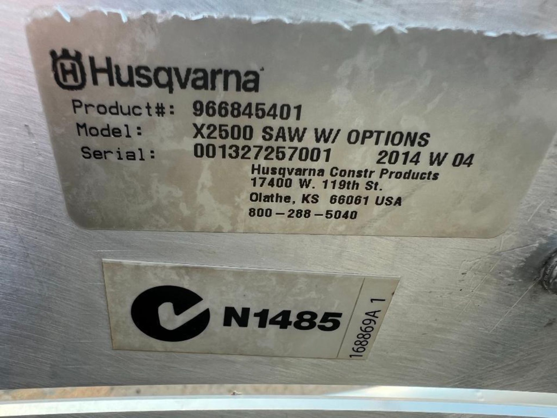 2014 Husqvarna X2500 Soff-Cut Concrete Saw w/Options, Hours 116, Serial #00132725001, Honda Engine, - Image 4 of 9