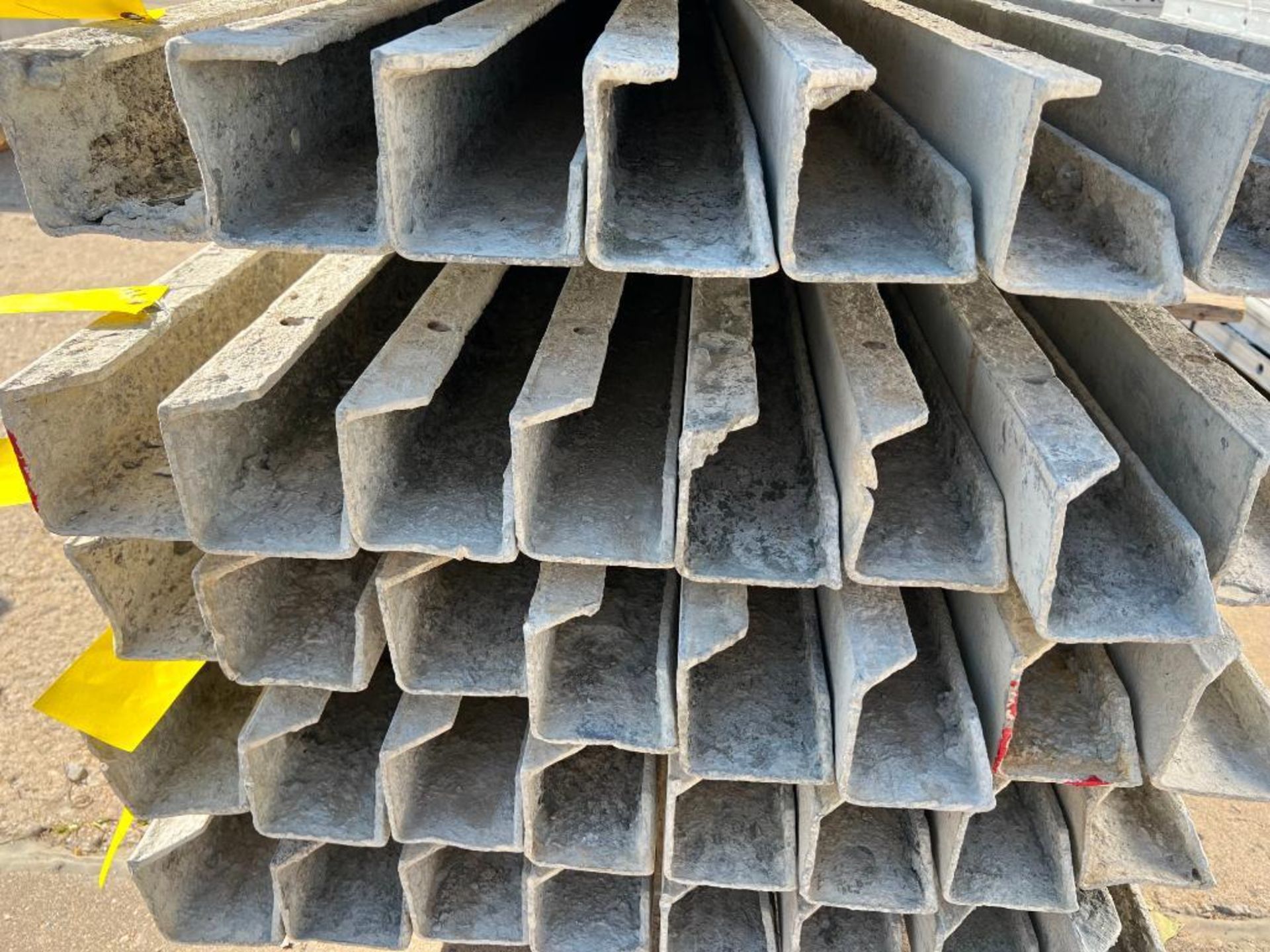 (8) 4" x 4' x 9' Nominal Wall Smooth Ties Aluminum Concrete Forms, 6-12 Hole Pattern. Located in Mt.