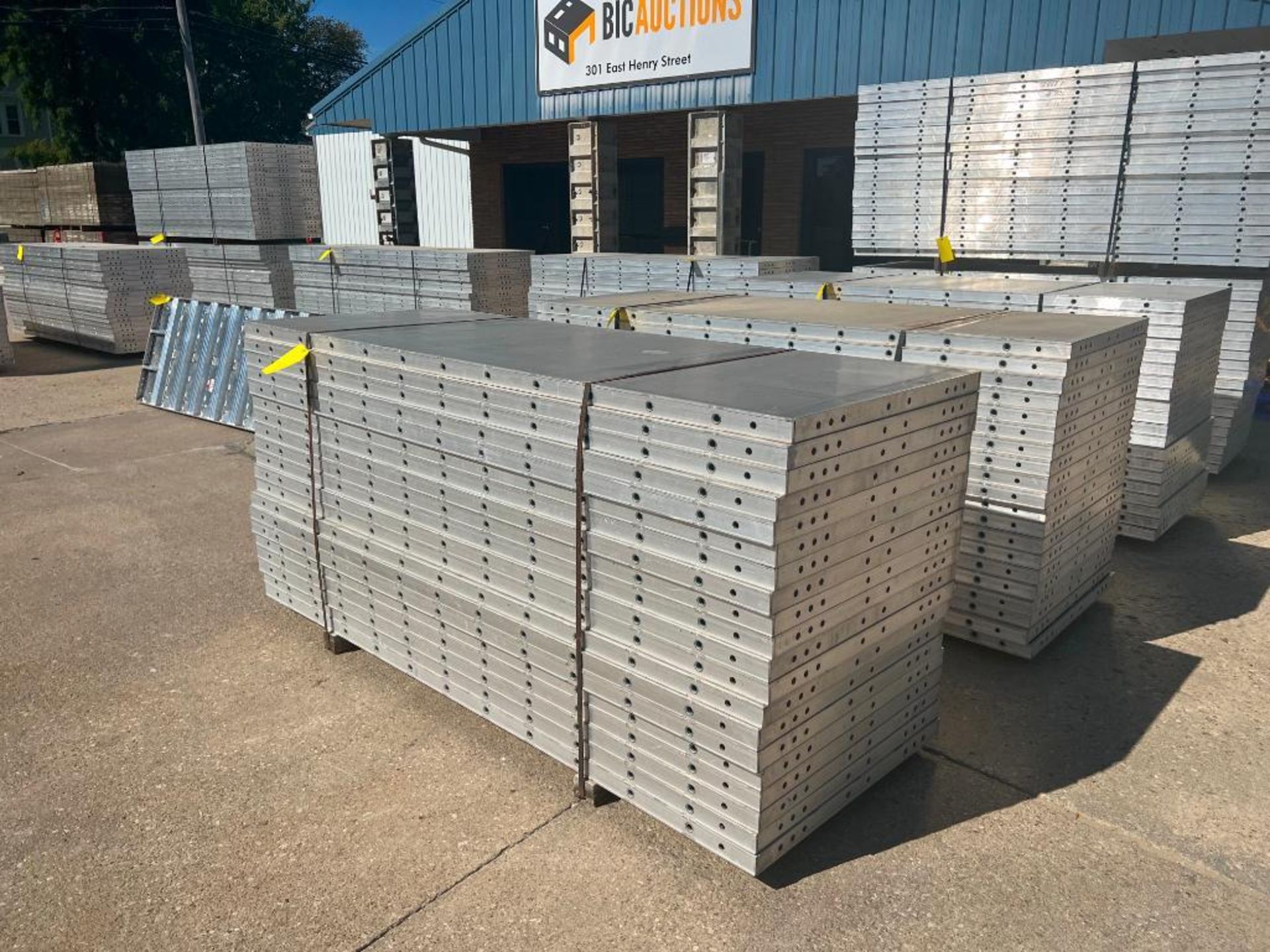 (20) NEW 3' x 8' Wall Ties Aluminum Concrete Forms, 8" Hole Pattern. Located in Mt. Pleasant, IA