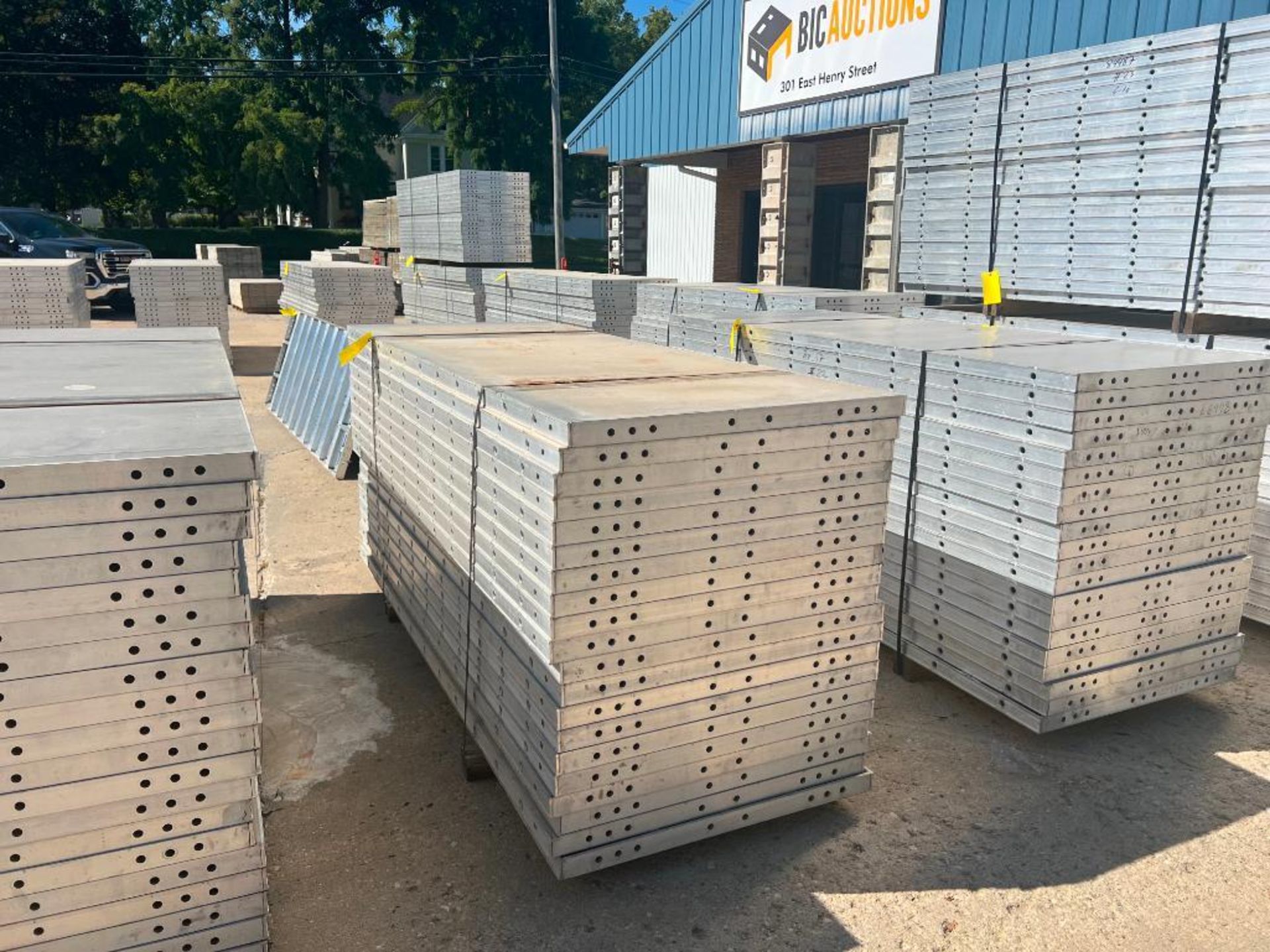 (20) NEW 3' x 8' Wall Ties Aluminum Concrete Forms, 8" Hole Pattern. Located in Mt. Pleasant, IA