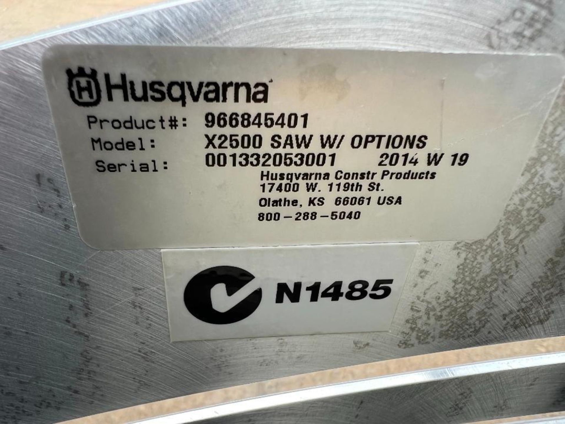 2014 Husqvarna Soff Cut 2500 Saw, Model X2500 Saw w/Options, Serial #001332053001 2014 W 19, Product - Image 7 of 9