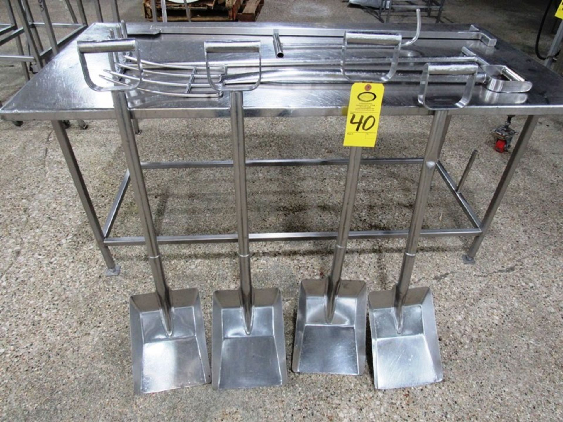 Lot (3) Stainless Steel Shovels, Stainless Steel Paddle, (2) Stainless Steel Forks Removal: By