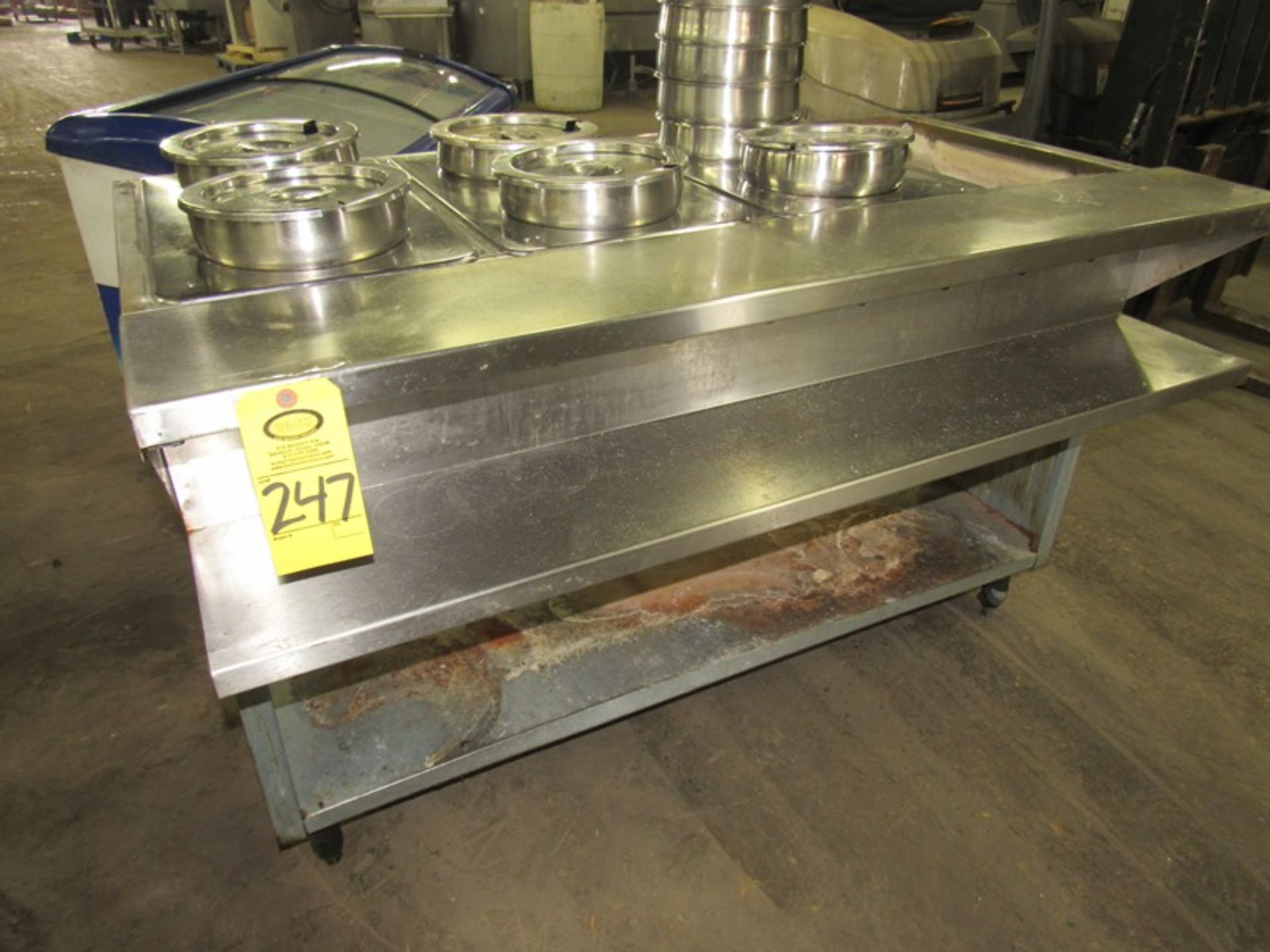 Stainless Steel Natural Gas Fired Steam Table, 30" W X 57" L, (11) pots (Located in Sandwich, IL)