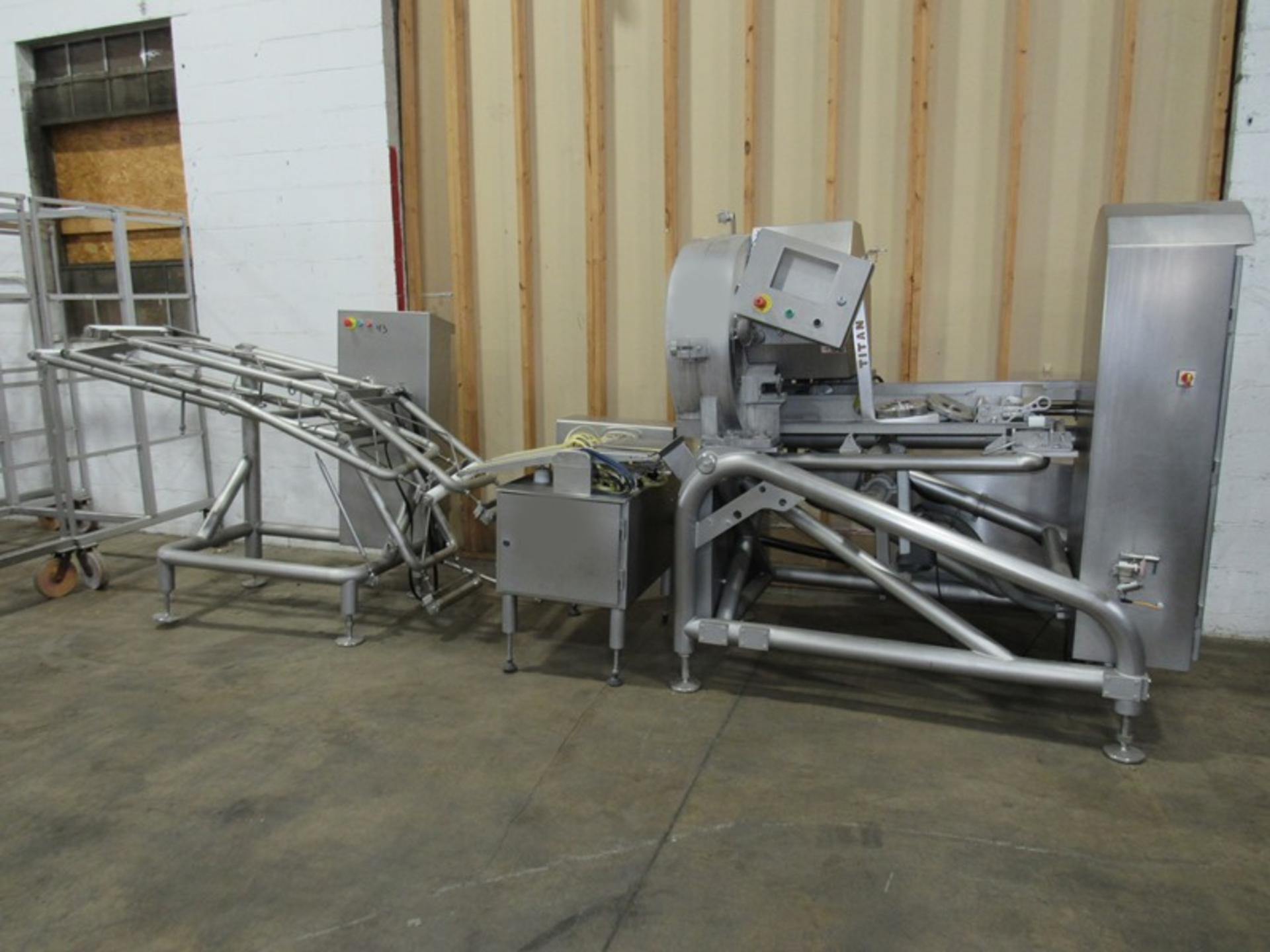 Hermes Mdl. Titan Ram Feed Slicer, checkweigher, exit conveyor, (machine incomplete) (Located in
