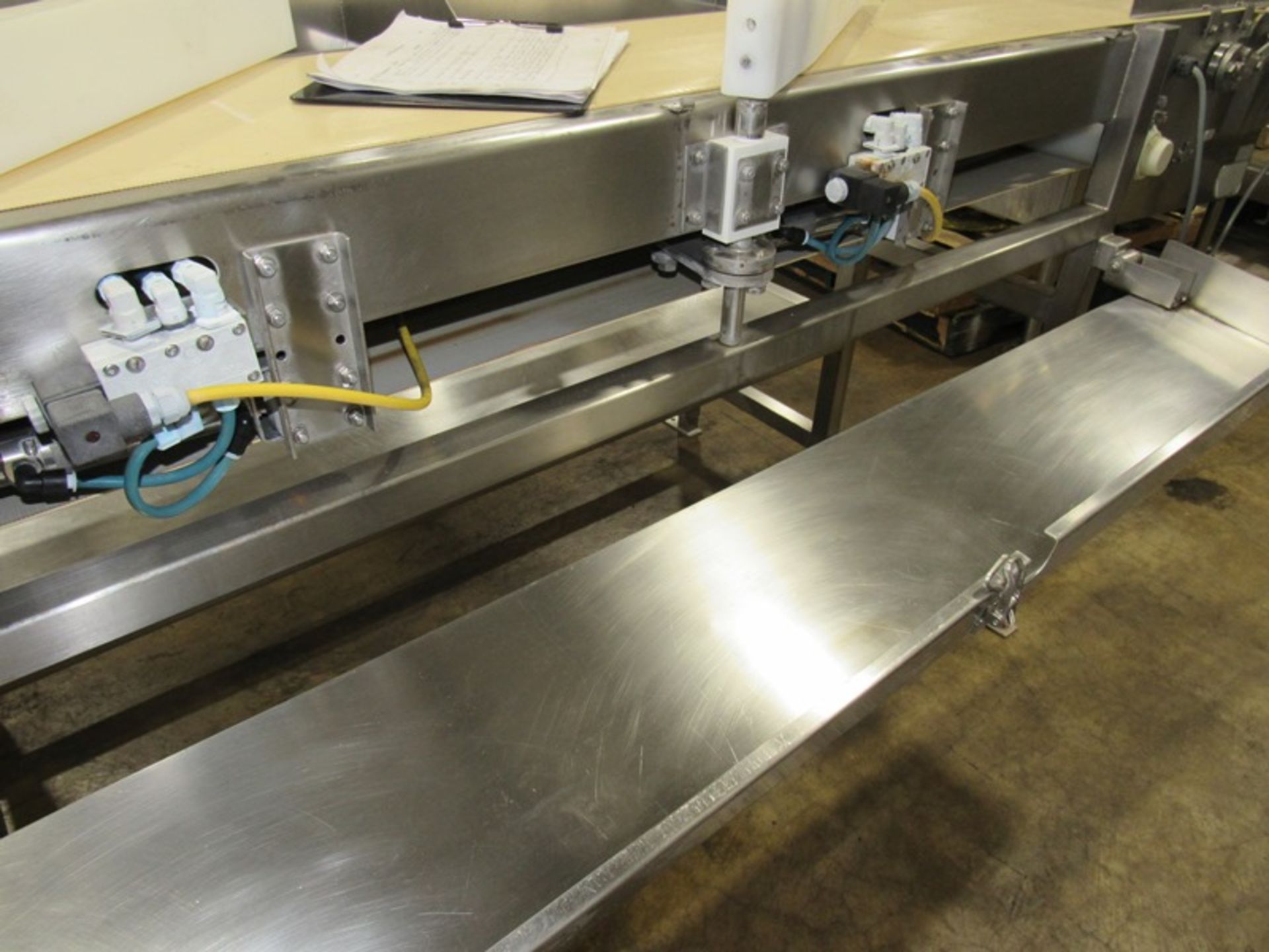 Stainless Steel Grading Conveyor, 11 1/2" W X 13' L neoprene belt, (4) stainless steel drop chutes - Image 4 of 7