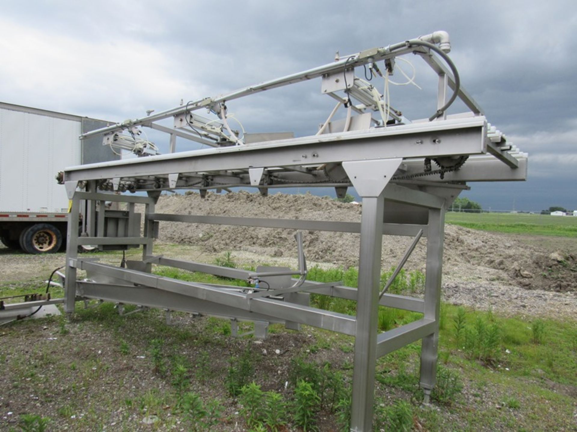 Stainless Steel Conveyor, 40" W X 15' L X 7' Tall with (3) pneumatic cylinders, 230/460 volts, 3