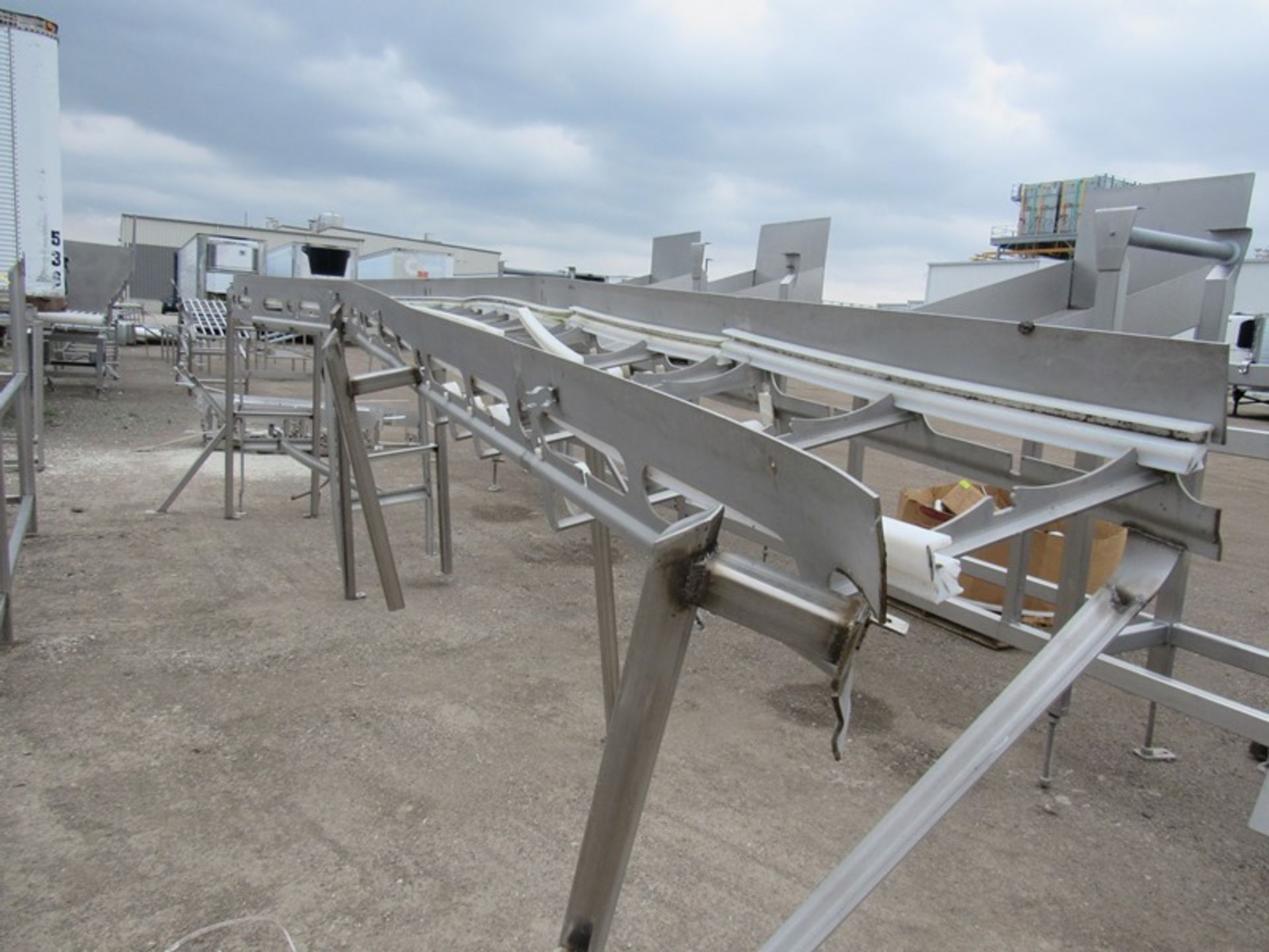 Stainless Steel Conveyor, 18" W X 20' L, with "S" curve, 5' Tall, no drive (Loading Fee: $150.00 -