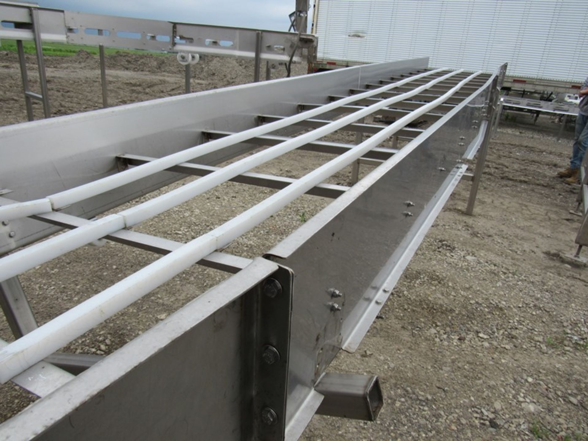 Stainless Steel Conveyor, 3" Wide X 20' Long, no drive (Loading Fee: $150.00 - Rigger: Norm - Image 2 of 2