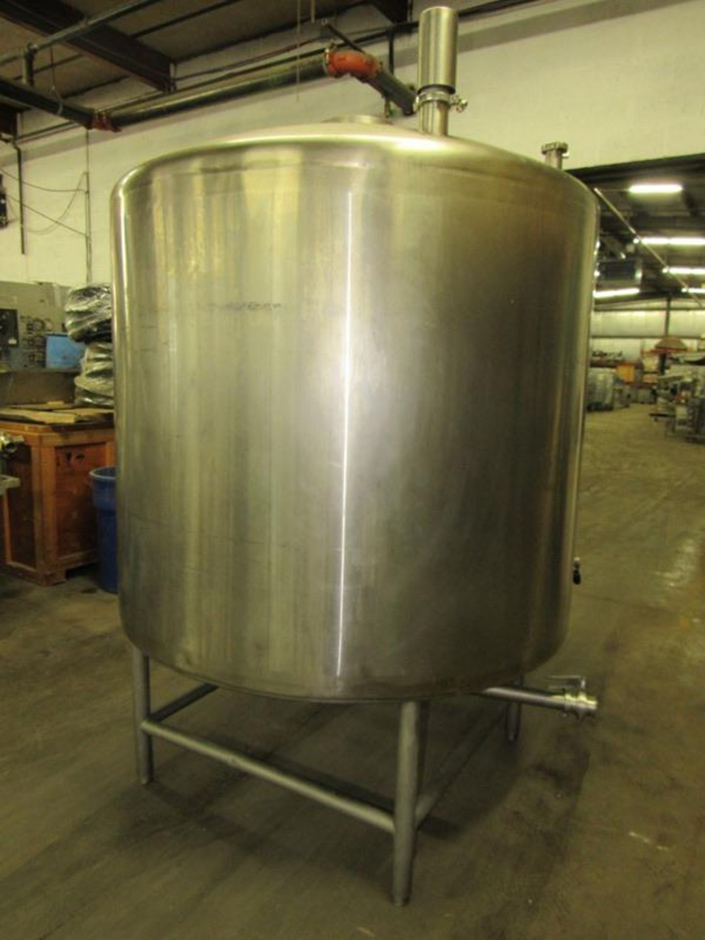 Stainless Steel Single Wall Tank, 6' Dia. X 5' Deep, 2" top inlet, 2" bottom outlet, 18" top