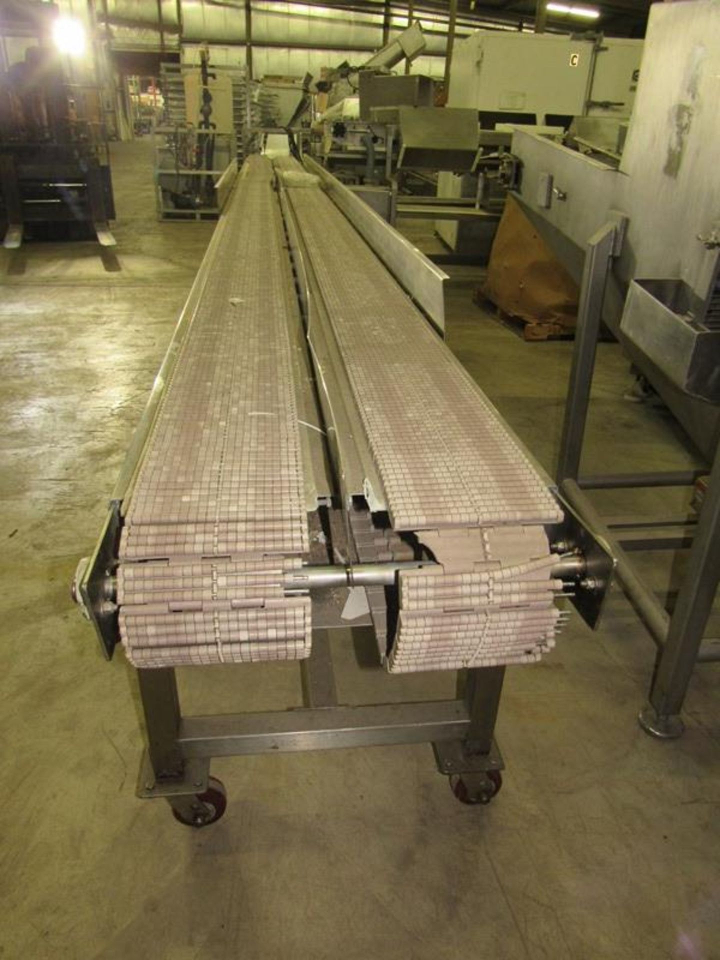 Kamflex Portable Dual Lane Transfer Conveyor, 7 1/2" W X 26' L, 1 h.p., stainless steel, 230/460