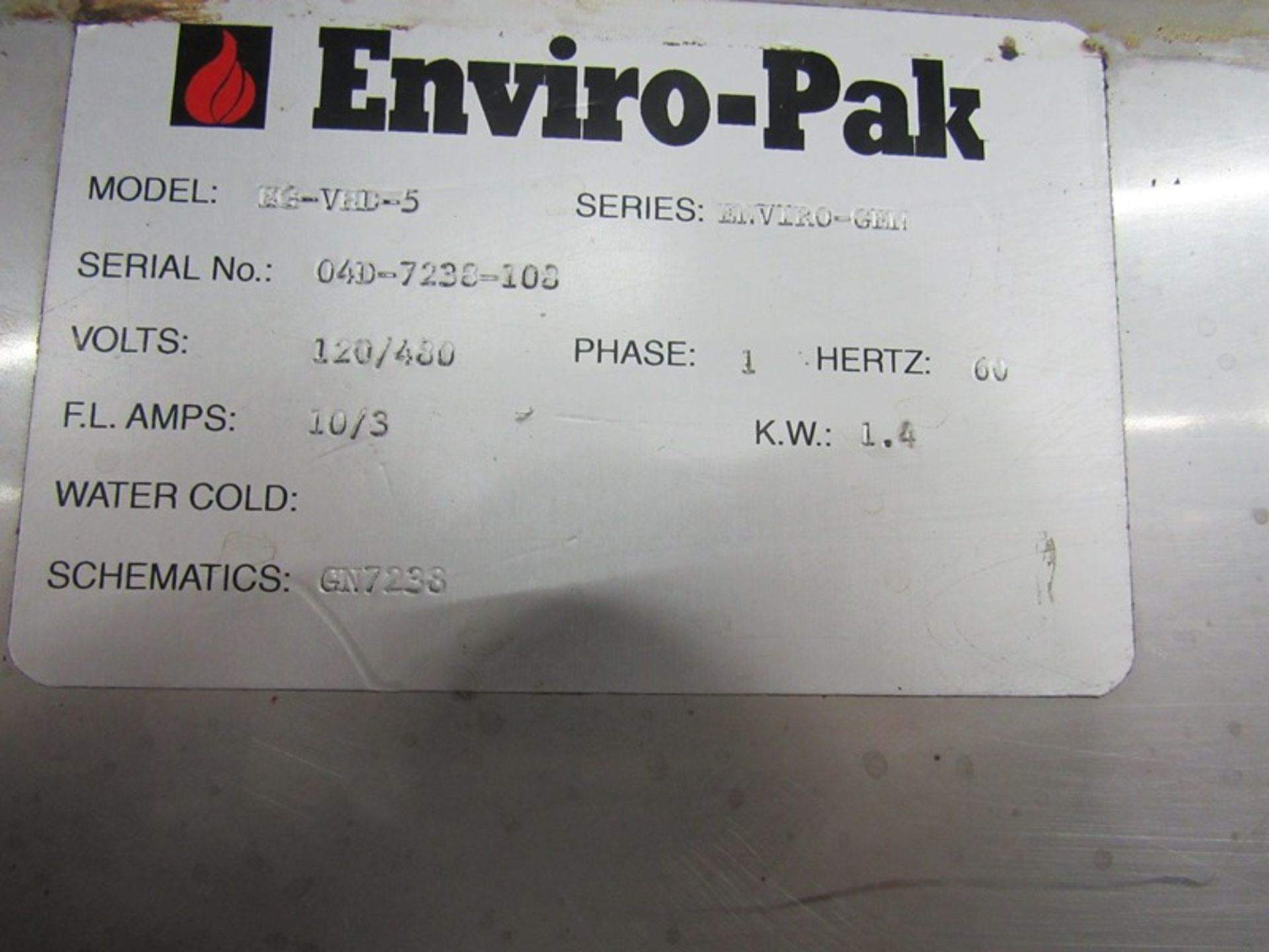 Enviro-Pak Mdl. EG-VHD-5 Smoke Generator, Ser. #04D-7238-108, 120/460 volts, single phase, Located - Image 5 of 5