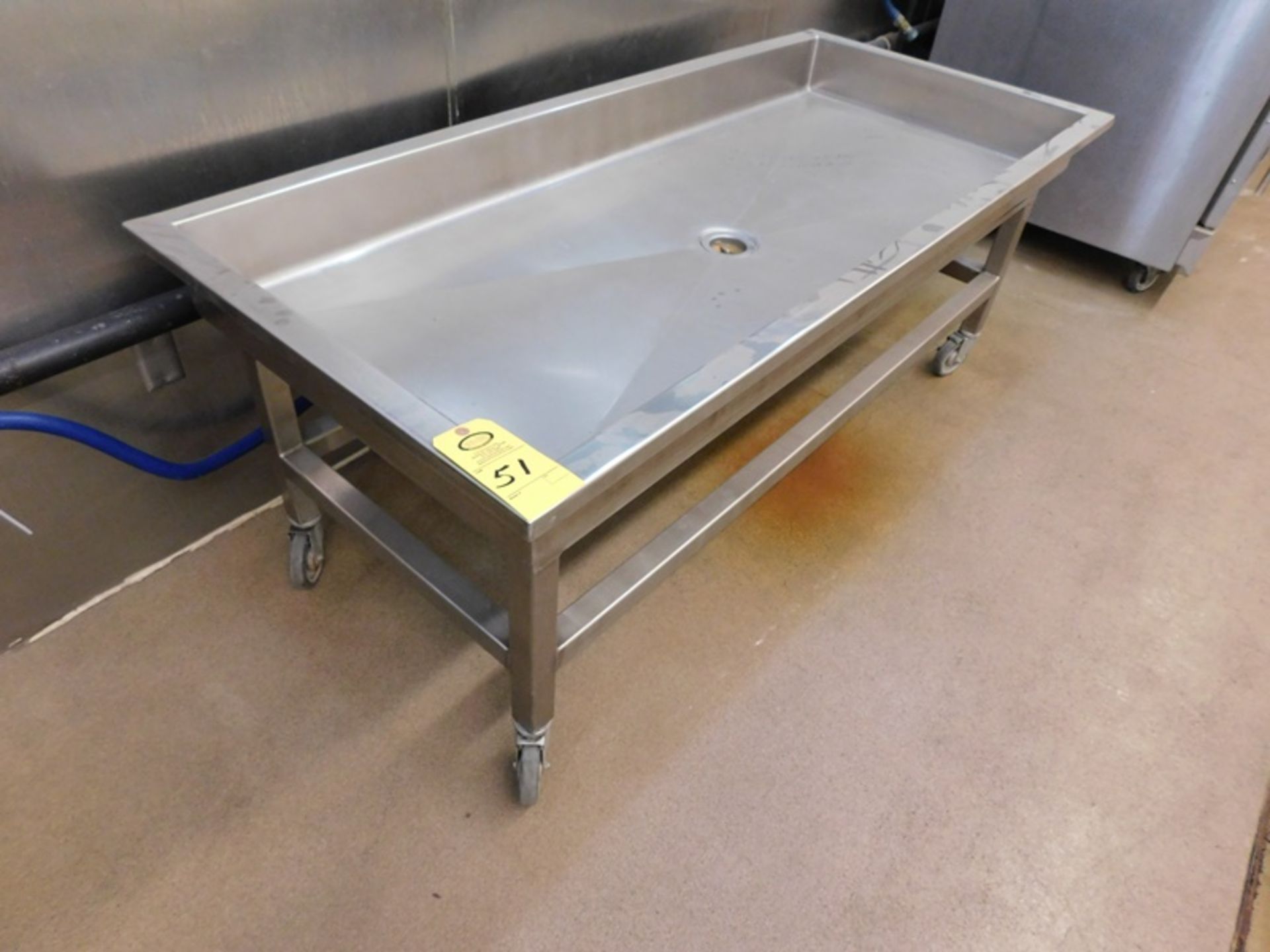 Stainless Steel Drain Table, 76" X 34" X 30", portable center drain - (Loading Fee: $25.00 Nebraska