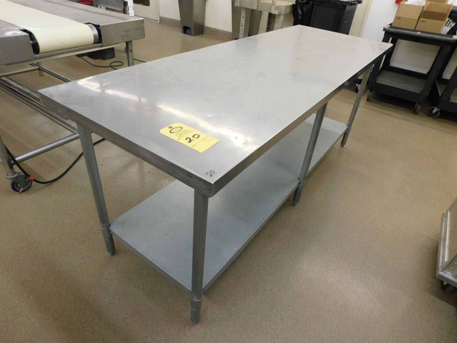 Stainless Steel Table Top, 84" X 30" X 34", galvanized bottom shelf -(Loading Fee: $25.00 Nebraska