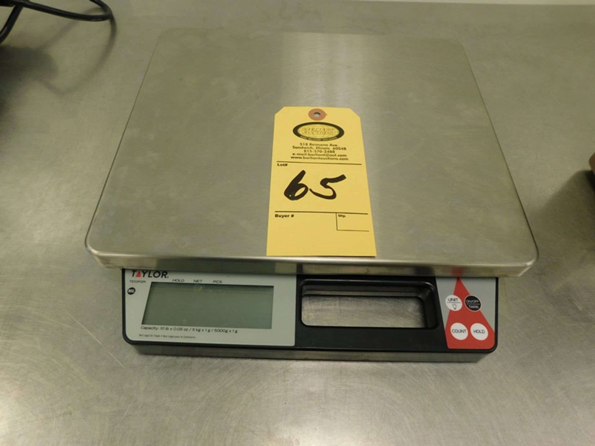 Taylor Mdl. TE10PZR Scale, rechargeable, 13 1/2" X 11 1/2", 10 lbs. capacity, DC 15 V, no charging