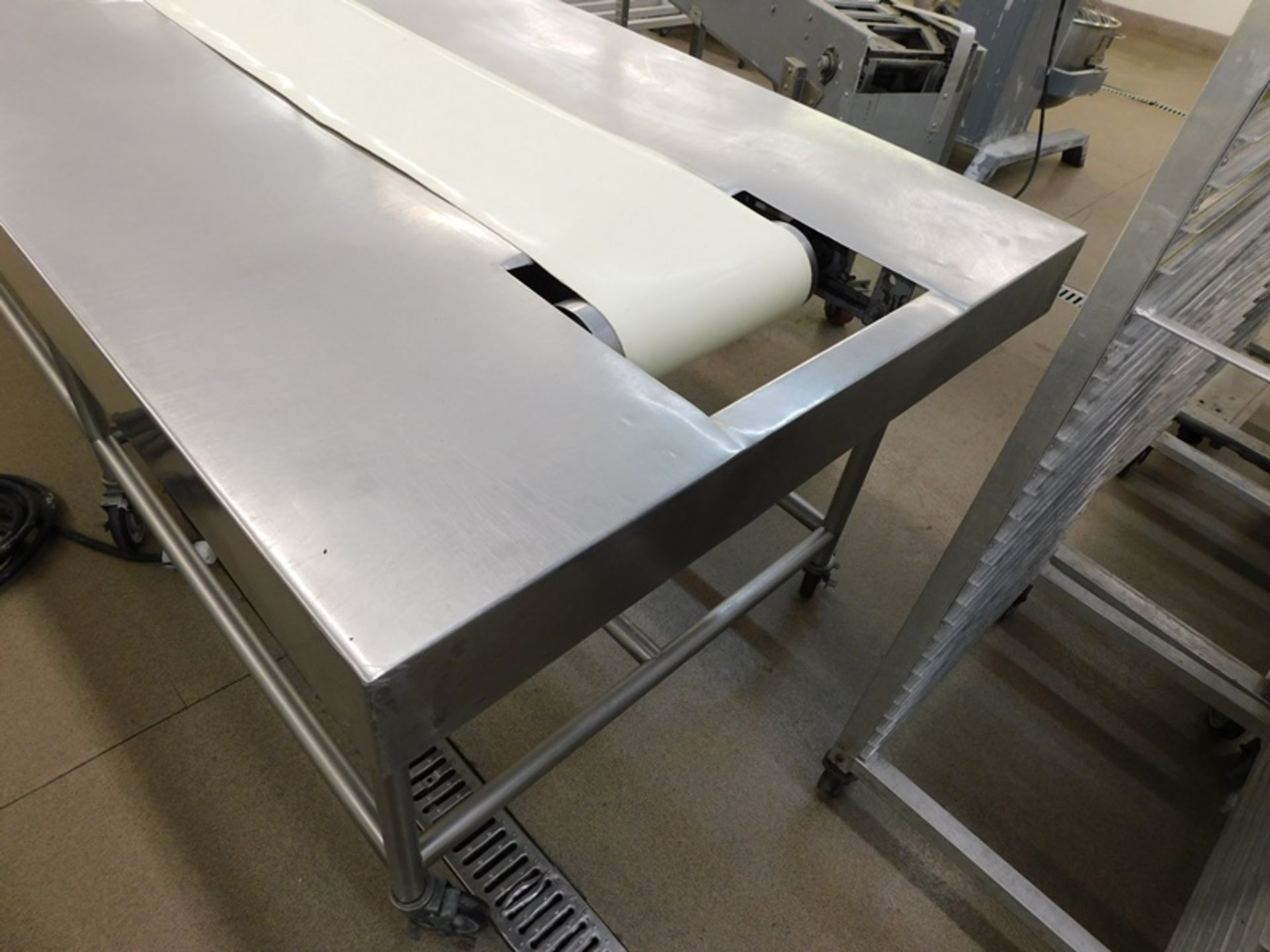 Stainless Steel Prep Conveyor Table, 192" X 43" X 36", with 12" center belt, 110 volts, Penta Drive - Image 5 of 5