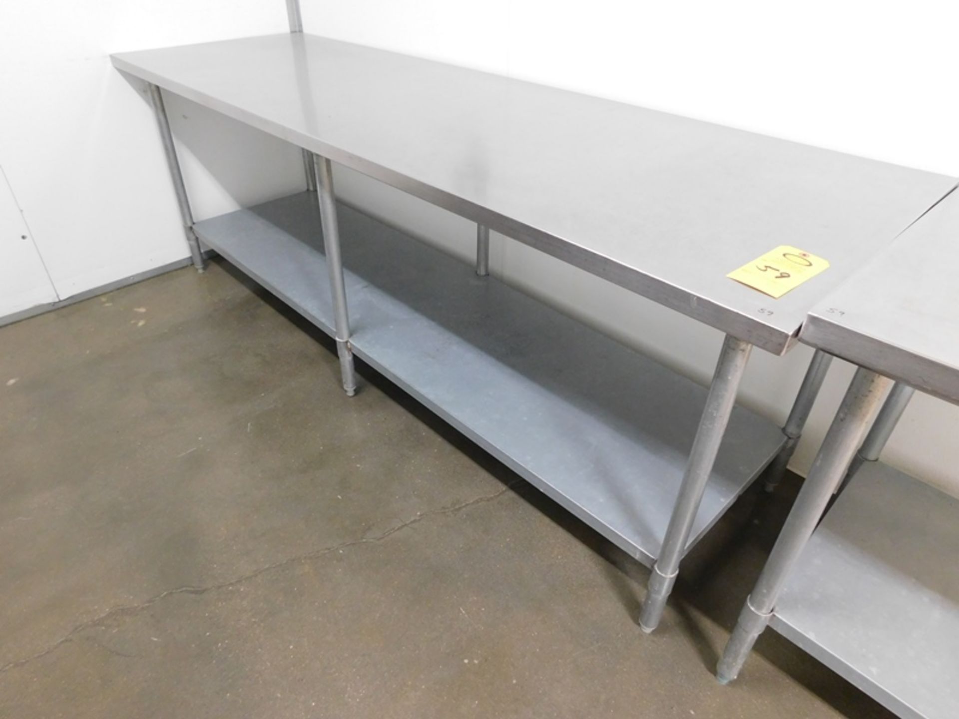 Lot Stainless Steel Tables, (1) 96" X 30" X 34", (2) 48" X 30" X 34", galvanized bottom shelf - (