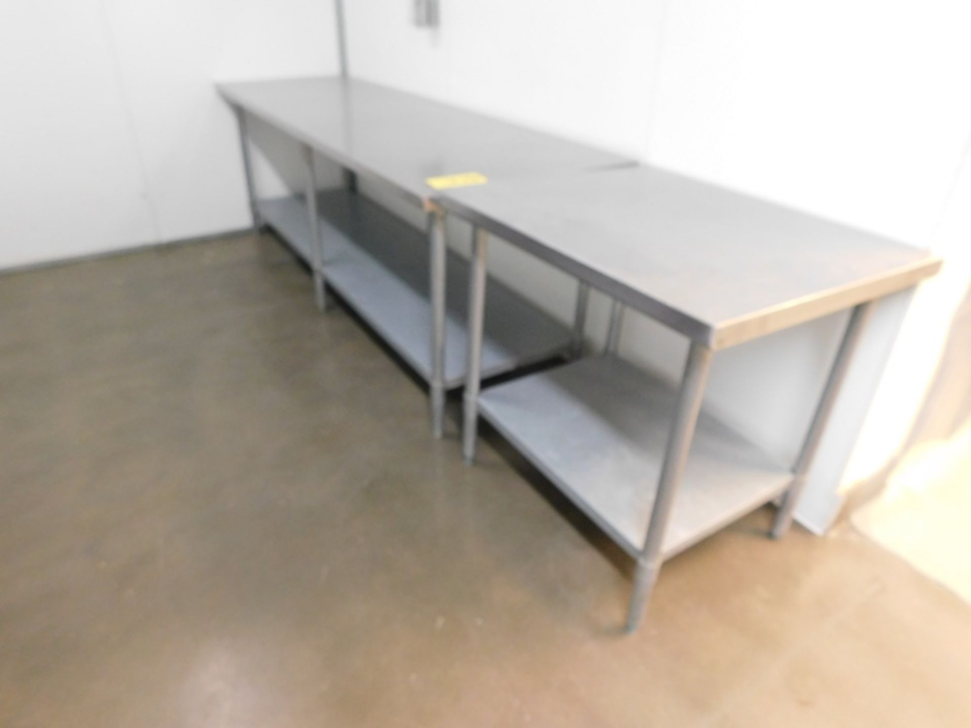 Lot Stainless Steel Tables, (1) 96" X 30" X 34", (2) 48" X 30" X 34", galvanized bottom shelf - ( - Image 3 of 4